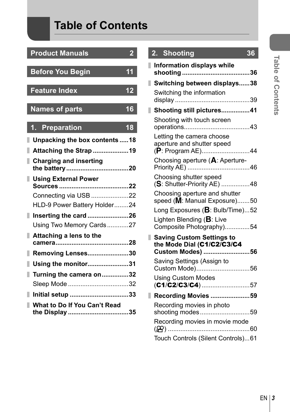 Olympus OM-D E-M1 Mark III Mirrorless Camera User Manual | Page 3 / 333