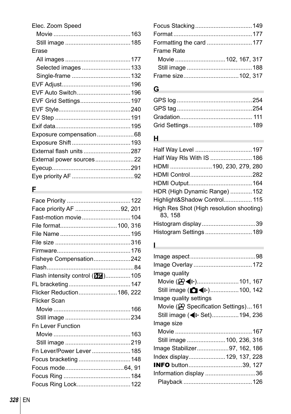 Olympus OM-D E-M1 Mark III Mirrorless Camera User Manual | Page 328 / 333