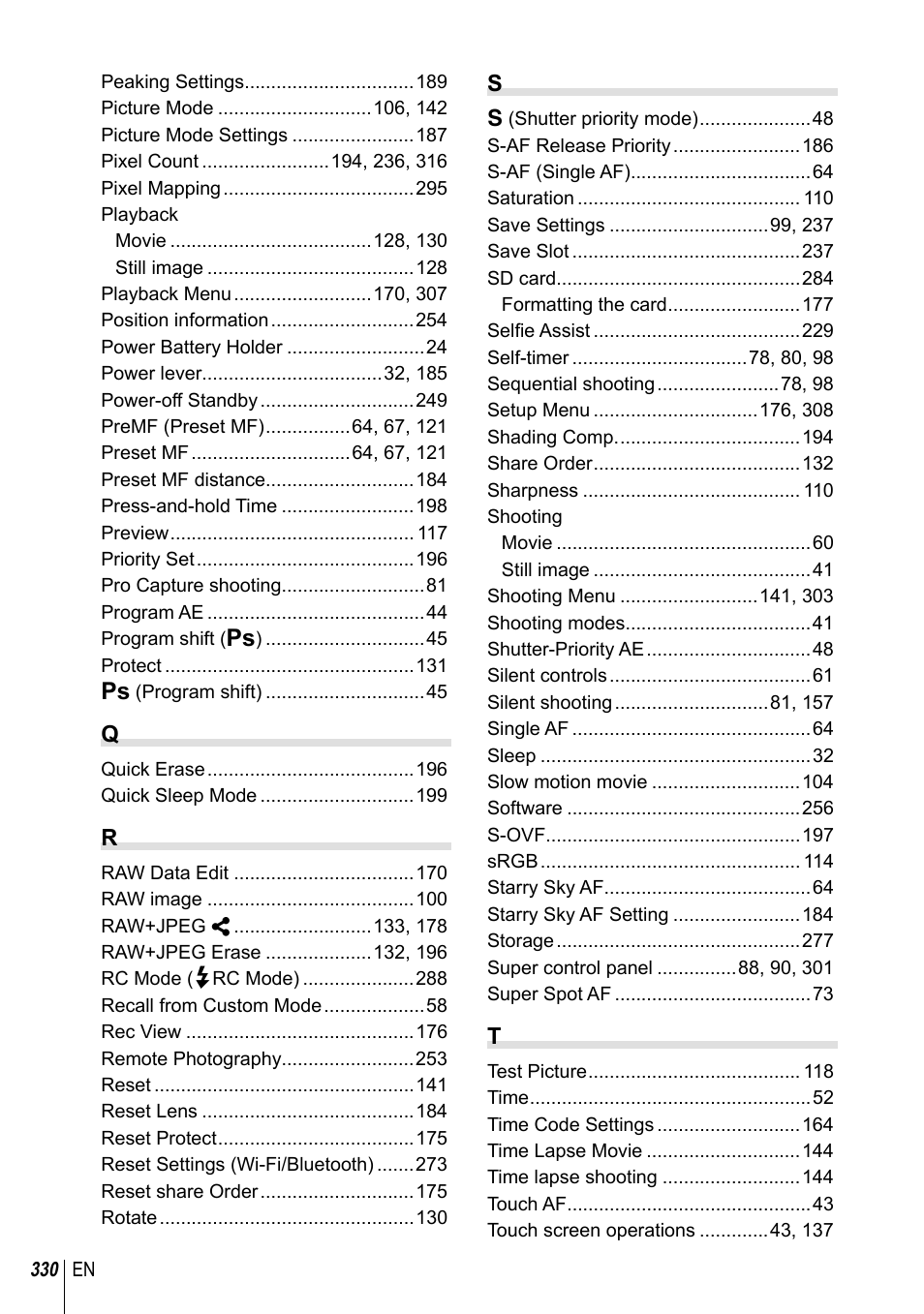 Olympus OM-D E-M1 Mark III Mirrorless Camera User Manual | Page 330 / 333