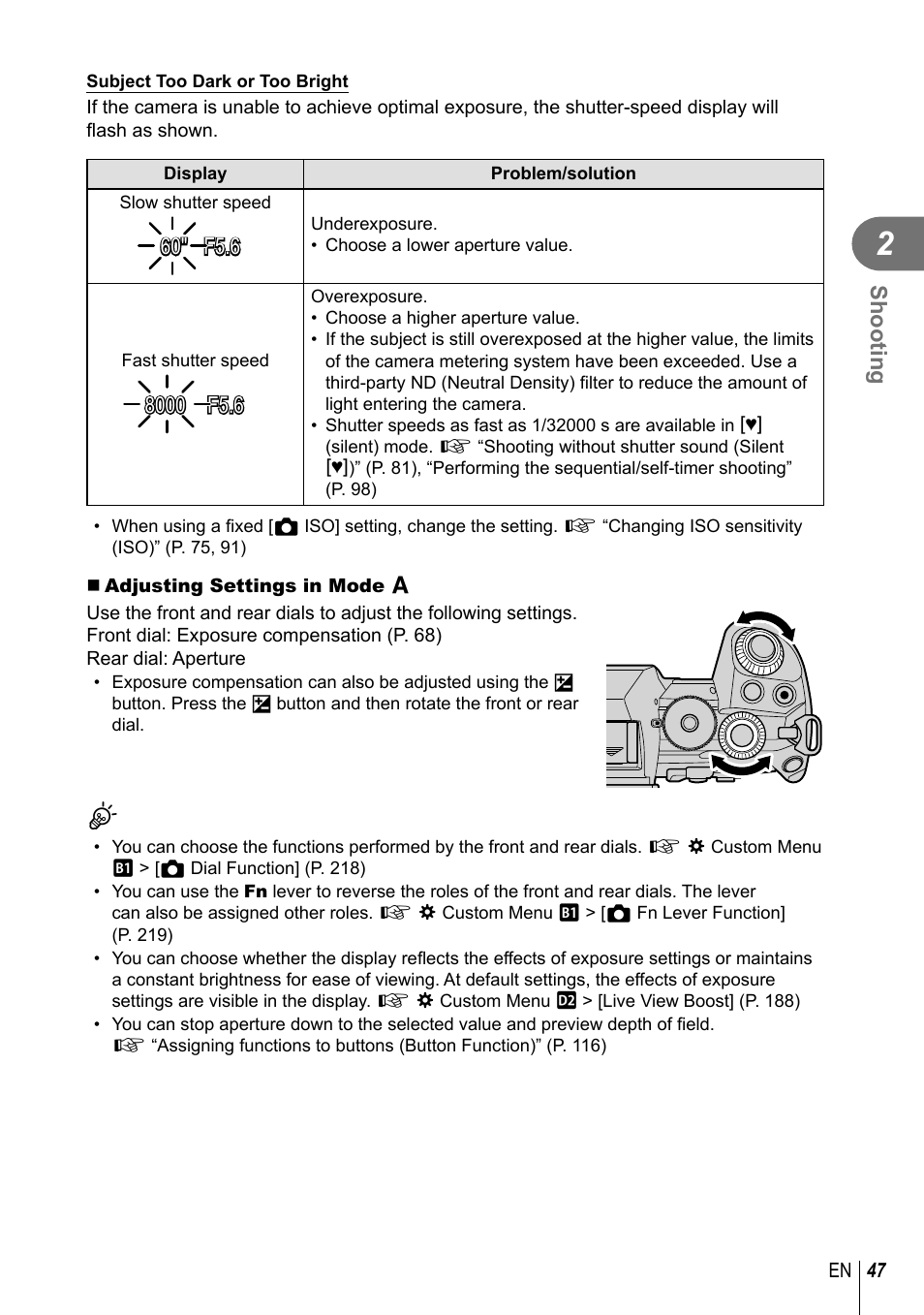 Shooting | Olympus OM-D E-M1 Mark III Mirrorless Camera User Manual | Page 47 / 333