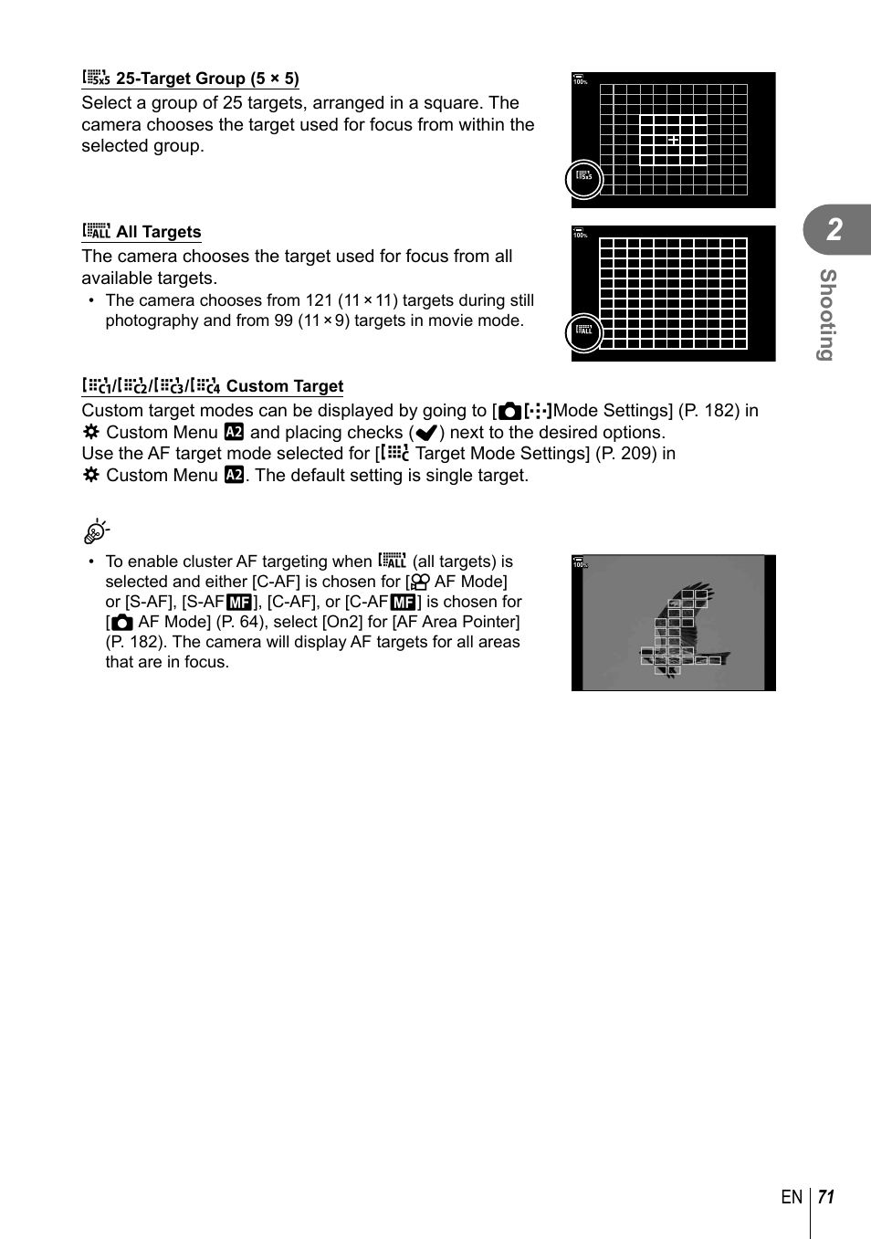 Shooting, 71 en | Olympus OM-D E-M1 Mark III Mirrorless Camera User Manual | Page 71 / 333