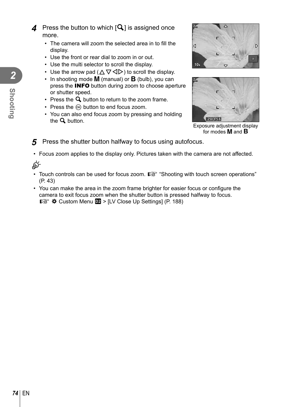 Shooting | Olympus OM-D E-M1 Mark III Mirrorless Camera User Manual | Page 74 / 333