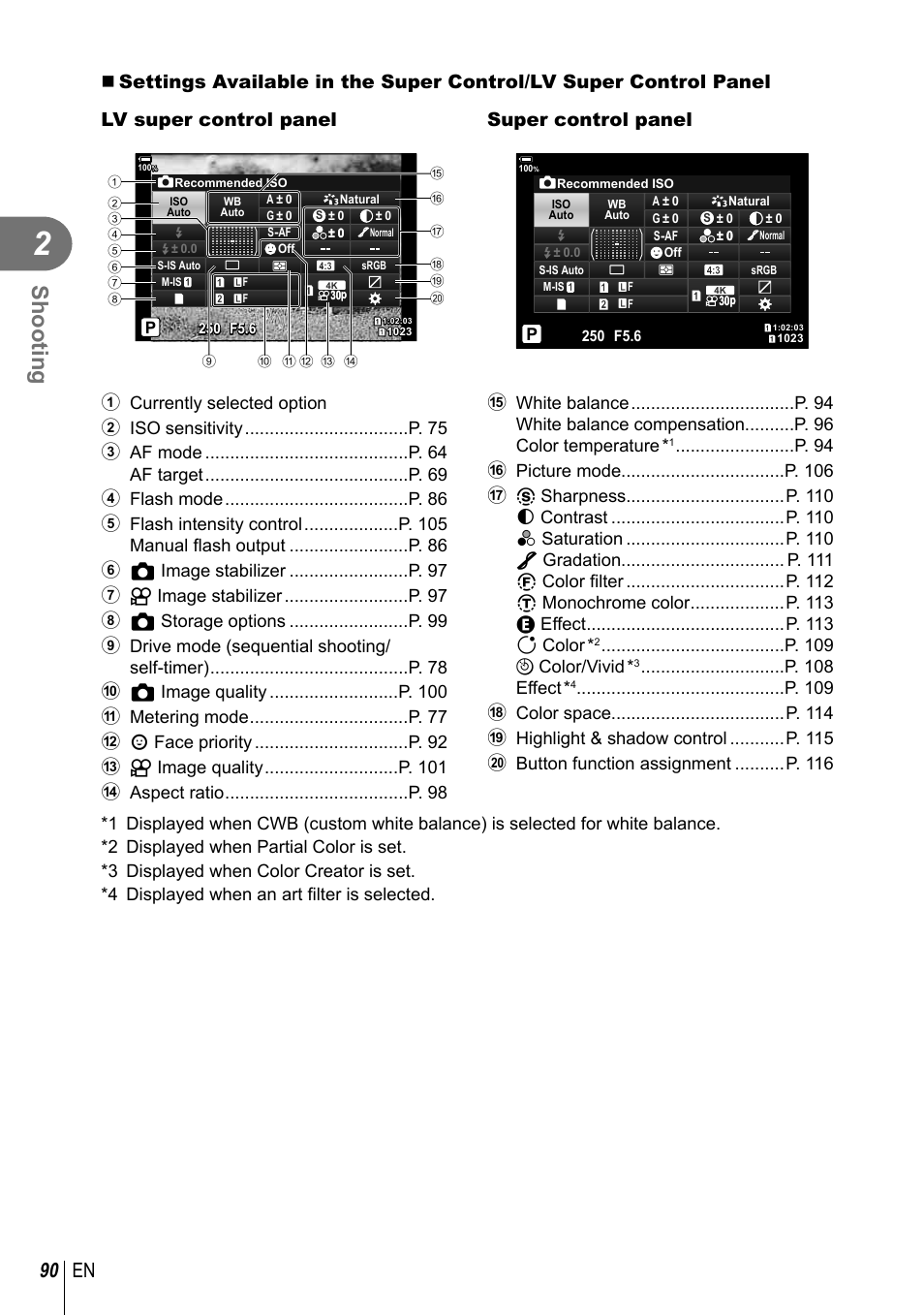 Shooting, 90 en | Olympus OM-D E-M1 Mark III Mirrorless Camera User Manual | Page 90 / 333