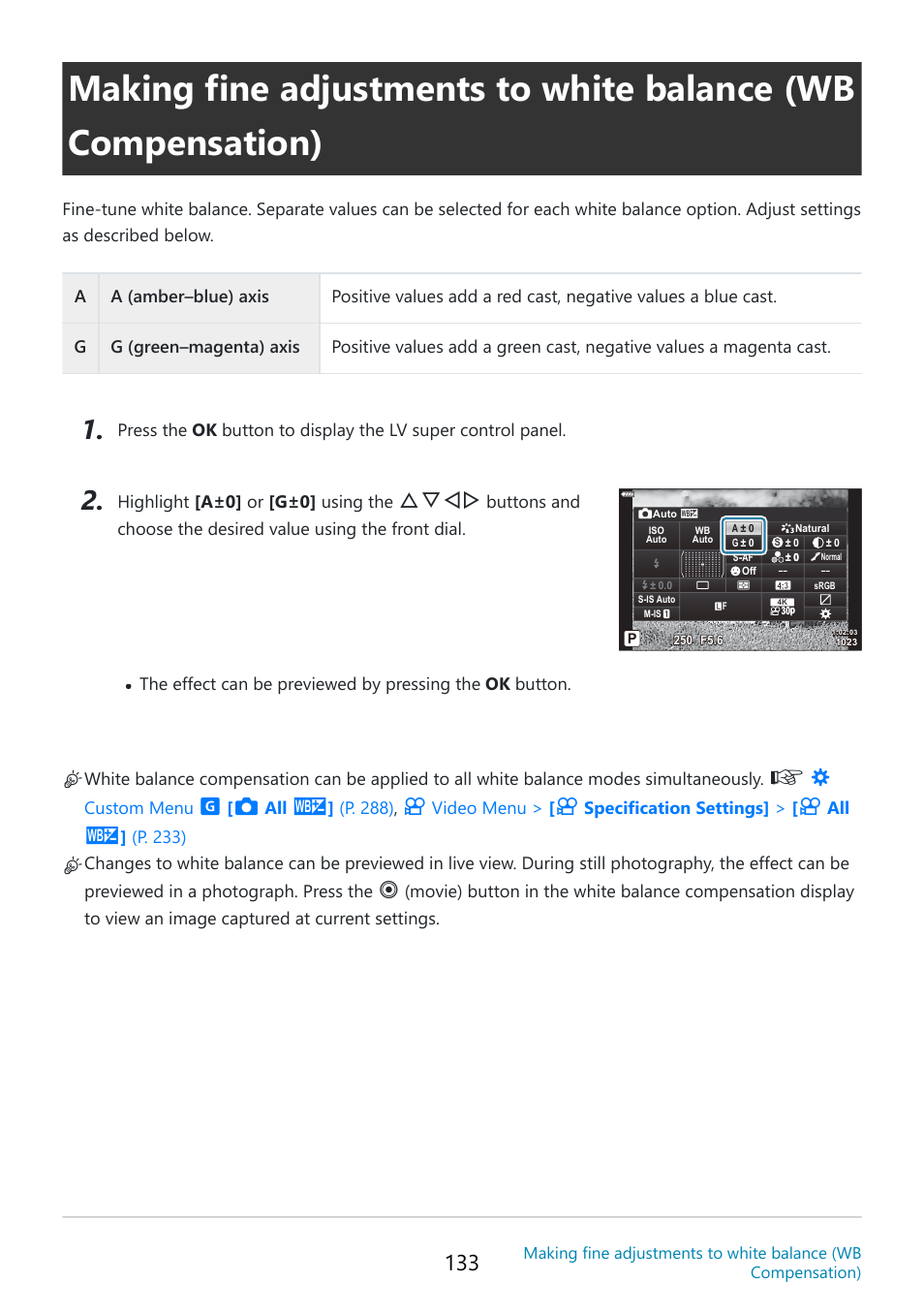 Alance compensation, P. 133, Fghi | OM SYSTEM OM-5 Mirrorless Camera with 12-45mm f/4 PRO Lens (Silver) User Manual | Page 133 / 467