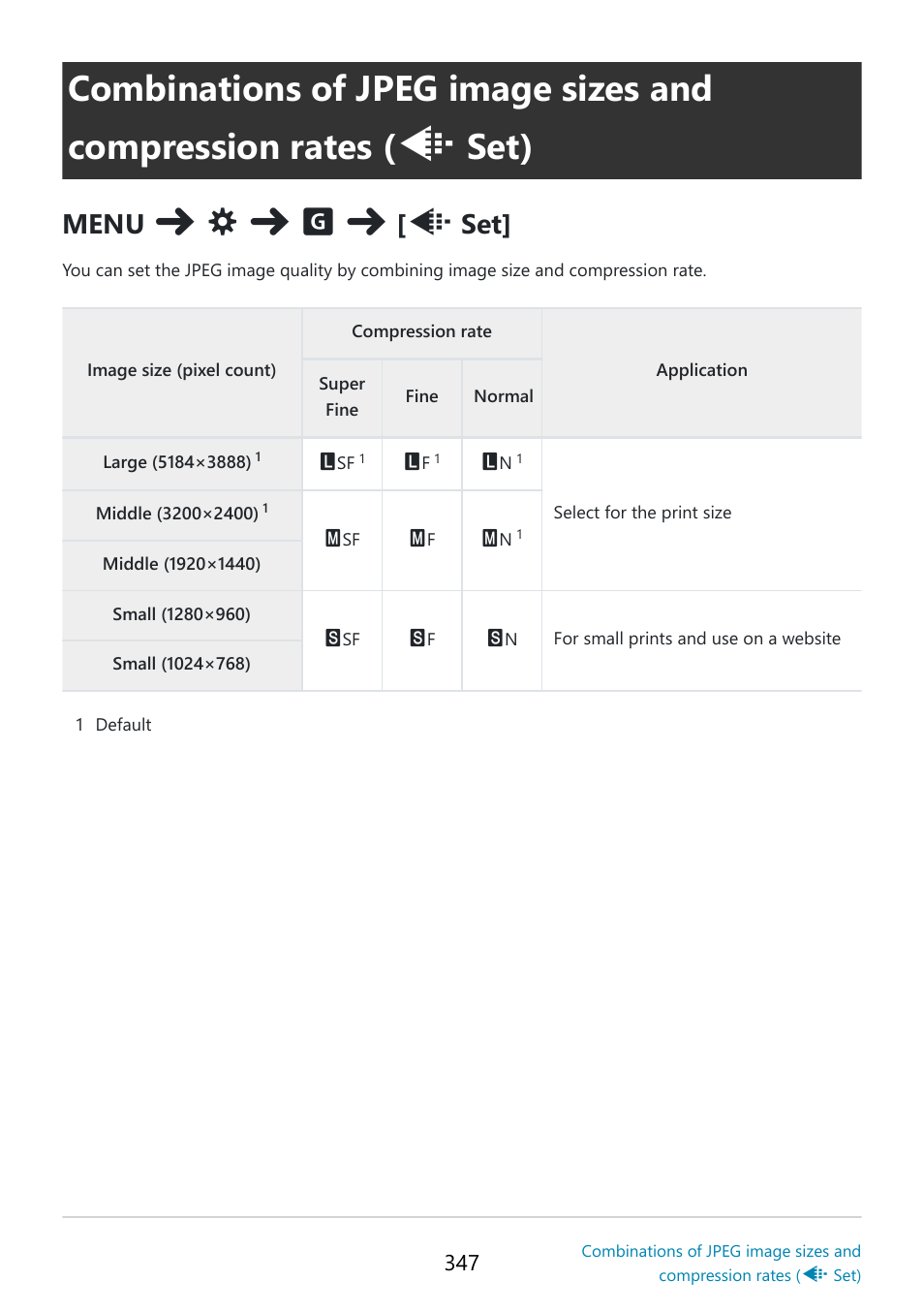 Set), P. 347, El count | Set)” (p. 347), Menu | OM SYSTEM OM-5 Mirrorless Camera with 12-45mm f/4 PRO Lens (Silver) User Manual | Page 347 / 467