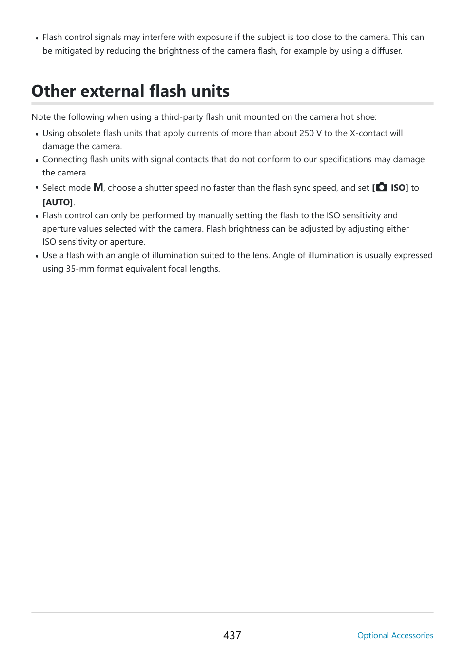 Other external flash units | OM SYSTEM OM-5 Mirrorless Camera with 12-45mm f/4 PRO Lens (Silver) User Manual | Page 437 / 467