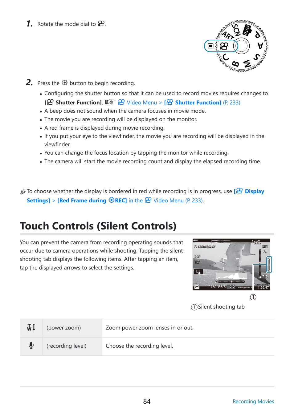 Touch controls (silent controls), P. 84, Ol tab | OM SYSTEM OM-5 Mirrorless Camera with 12-45mm f/4 PRO Lens (Silver) User Manual | Page 84 / 467