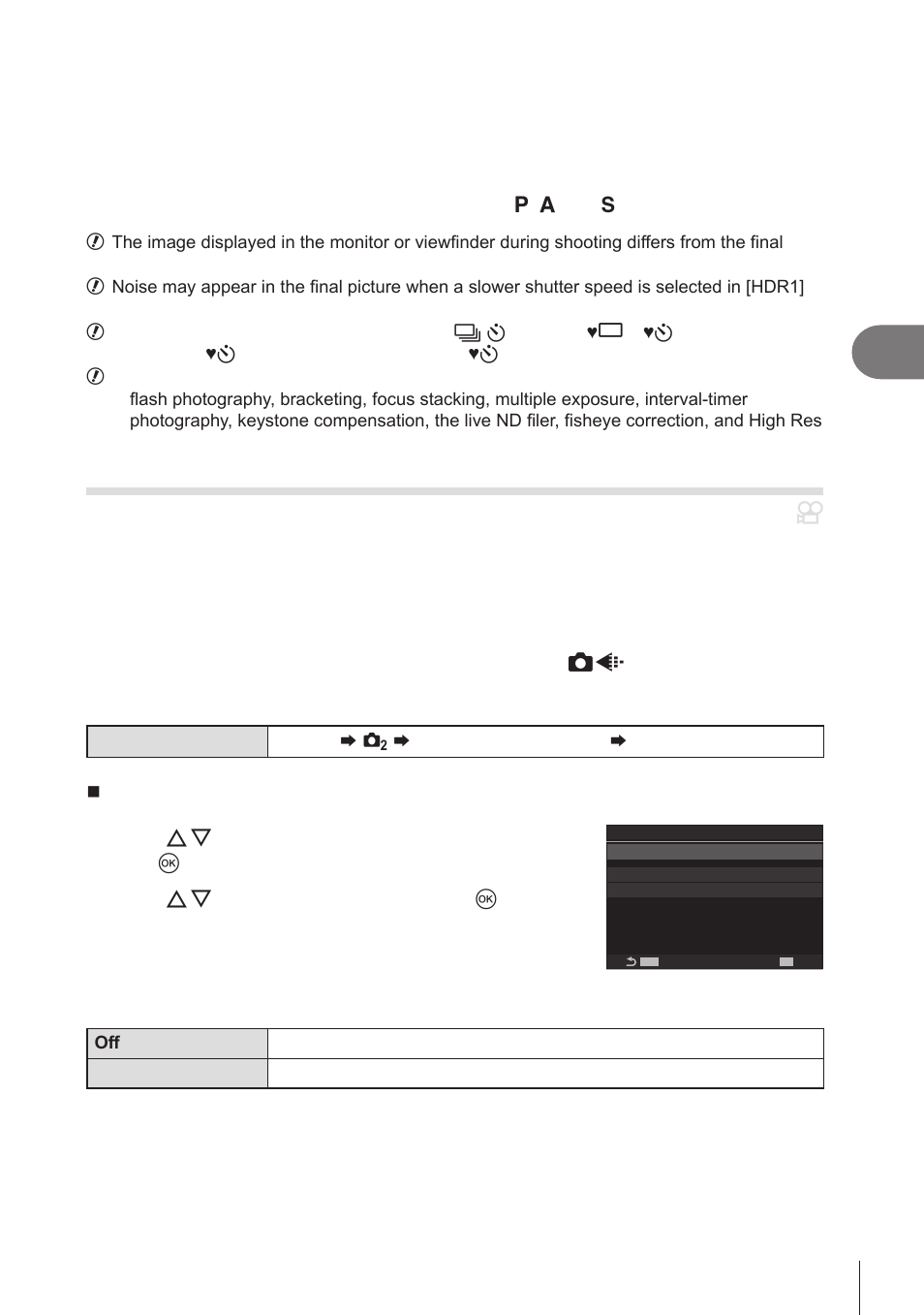 P. 163, Pa s m b, Shooting settings | OM SYSTEM OM-1 Mirrorless Camera User Manual | Page 163 / 342