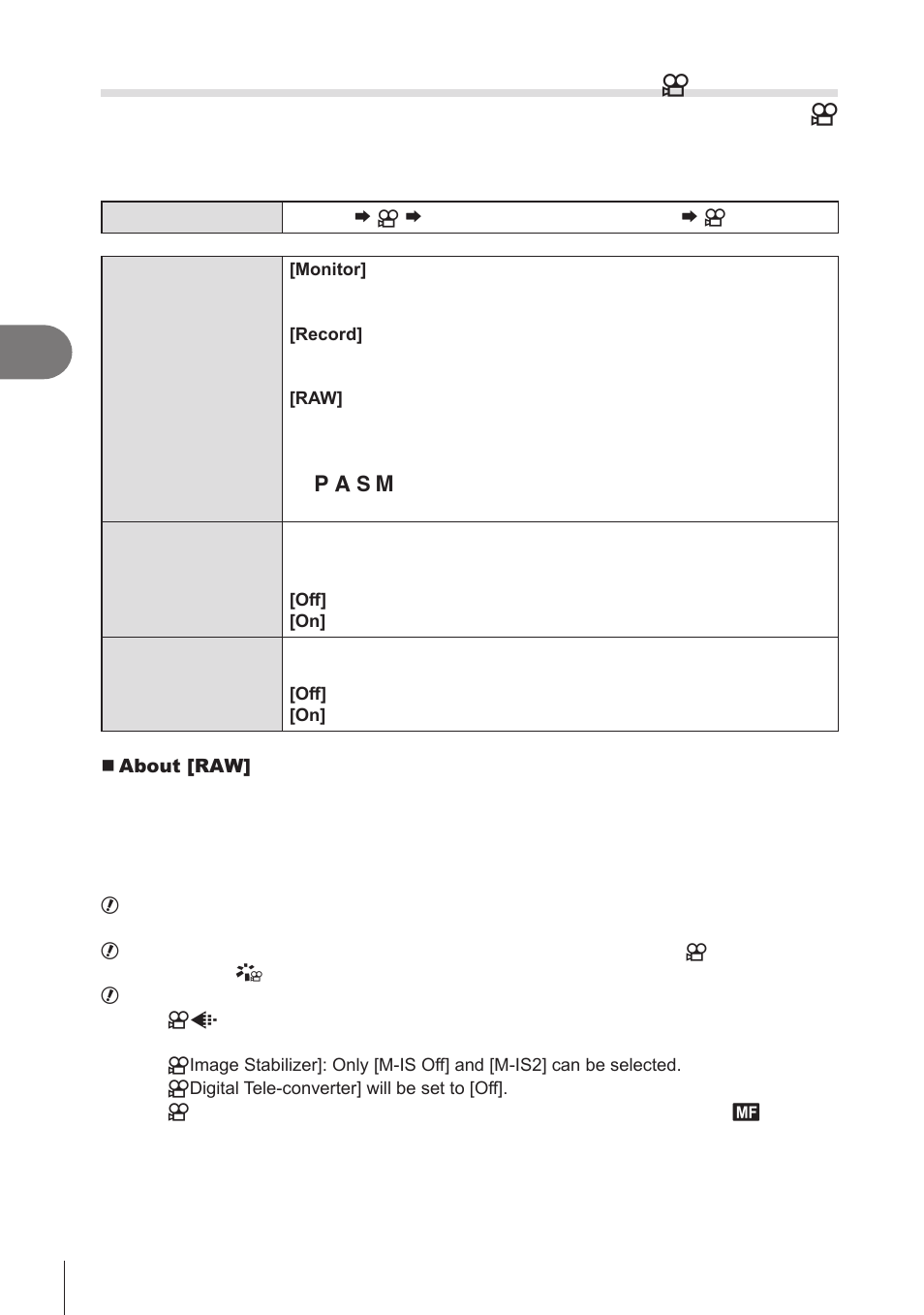 Hdmi output, Hdmi output), P. 182, p | P. 182, W mode (p. 182), Pa s m b, Shooting settings, Hdmi output ( n hdmi output) | OM SYSTEM OM-1 Mirrorless Camera User Manual | Page 182 / 342