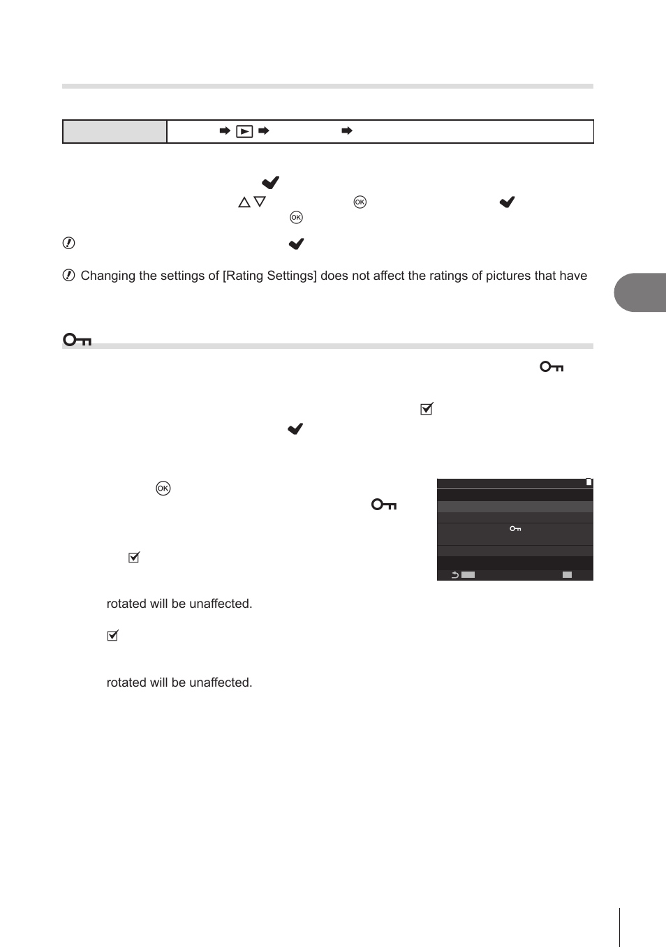 Copy select, Erase selected), P. 197 | Select picture (p. 197), Copy select, erase selected)” (p. 197), Selecting multiple pictures (share, Order selected, rating selected, Copy select, erase selected)” (p. 197).), Playback | OM SYSTEM OM-1 Mirrorless Camera User Manual | Page 197 / 342