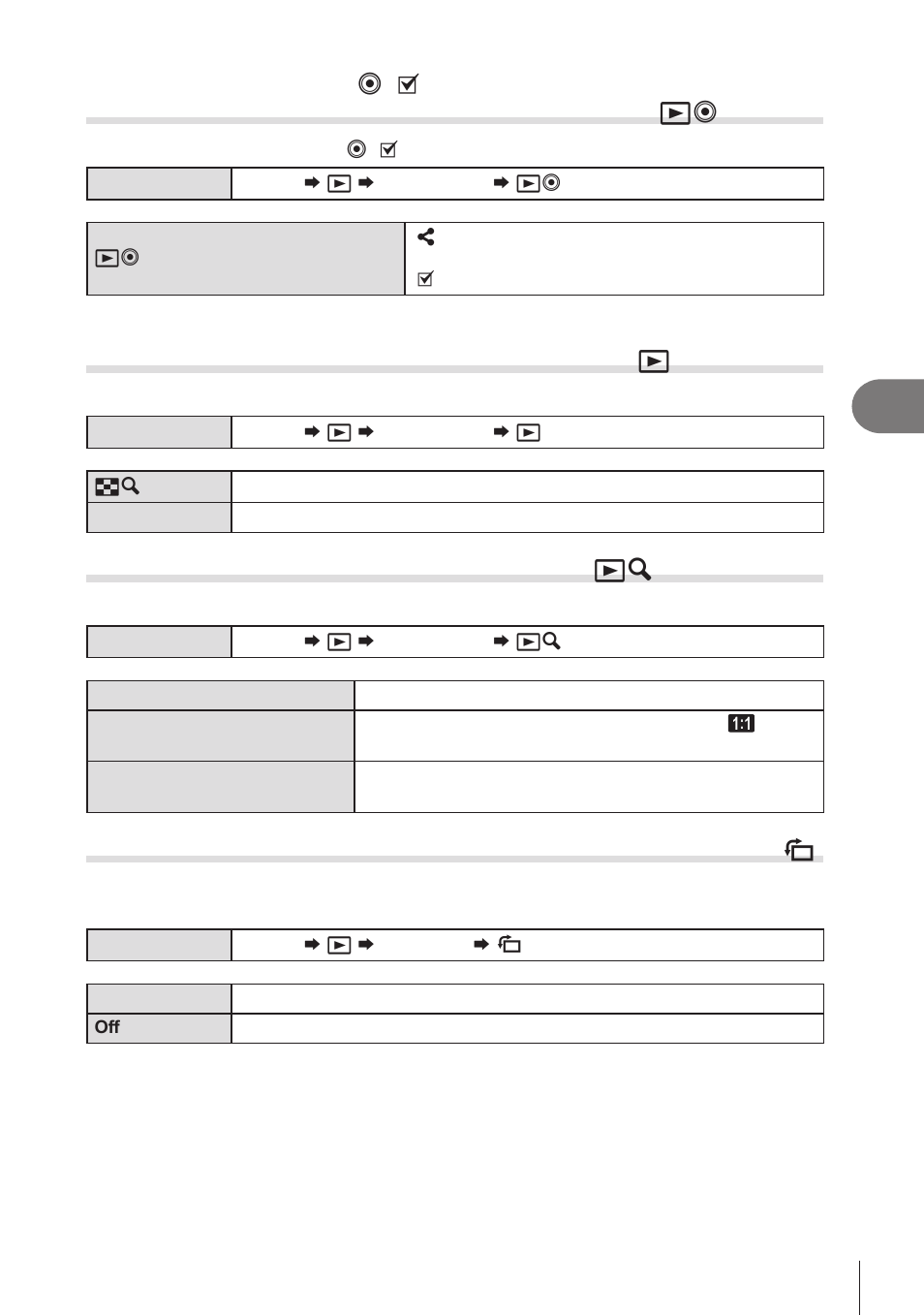 Changing the role of the, Button during playback, Function) | Dial function), Choosing the playback zoom ratio, Default setting), Default setting] (p. 205), P. 205), Playback | OM SYSTEM OM-1 Mirrorless Camera User Manual | Page 205 / 342