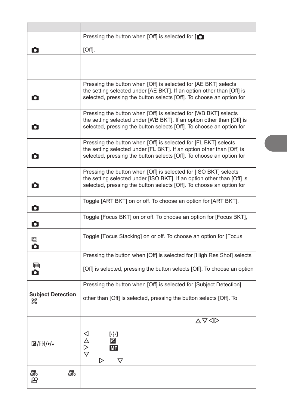 P. 213) to a control using [button function] (p, Customizing the camera | OM SYSTEM OM-1 Mirrorless Camera User Manual | Page 213 / 342