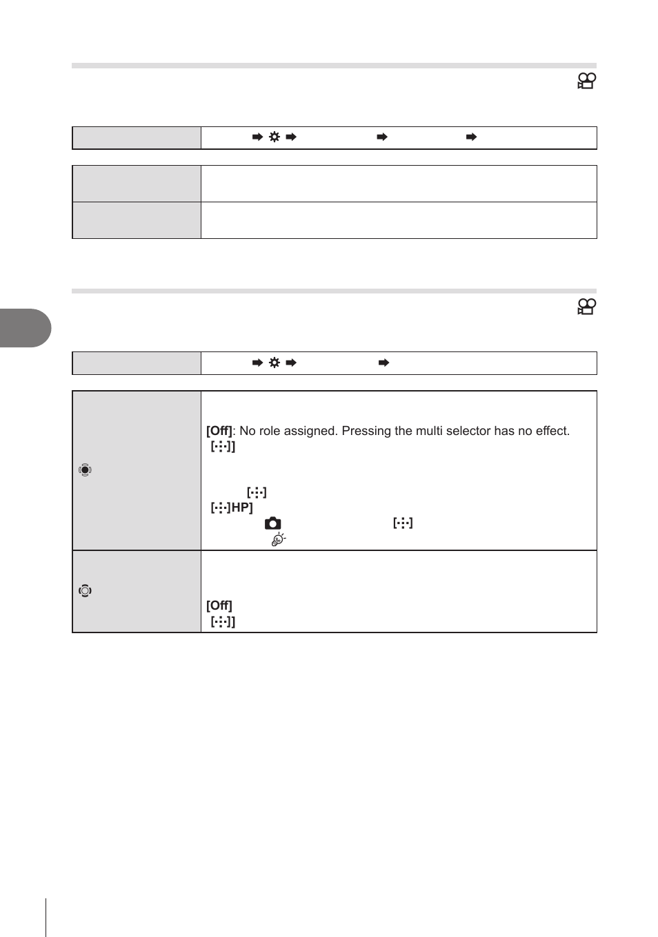 Changing the dial direction (dial direction), Center button] (p. 218), Pa s m b | Customizing the camera | OM SYSTEM OM-1 Mirrorless Camera User Manual | Page 218 / 342