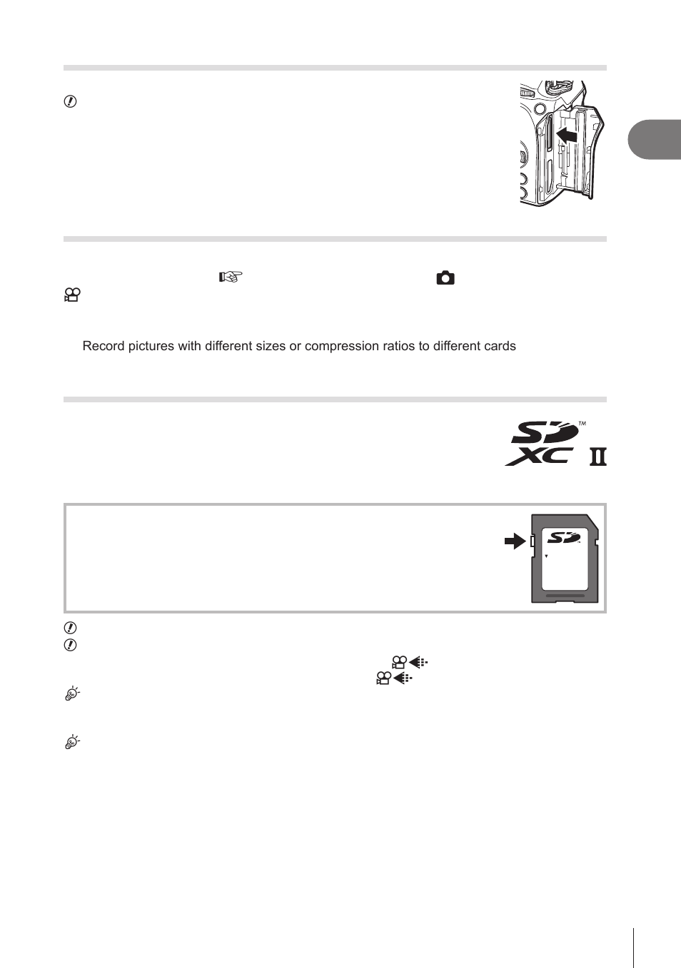 Removing the card, Using two memory cards, Usable cards | Preparation | OM SYSTEM OM-1 Mirrorless Camera User Manual | Page 25 / 342