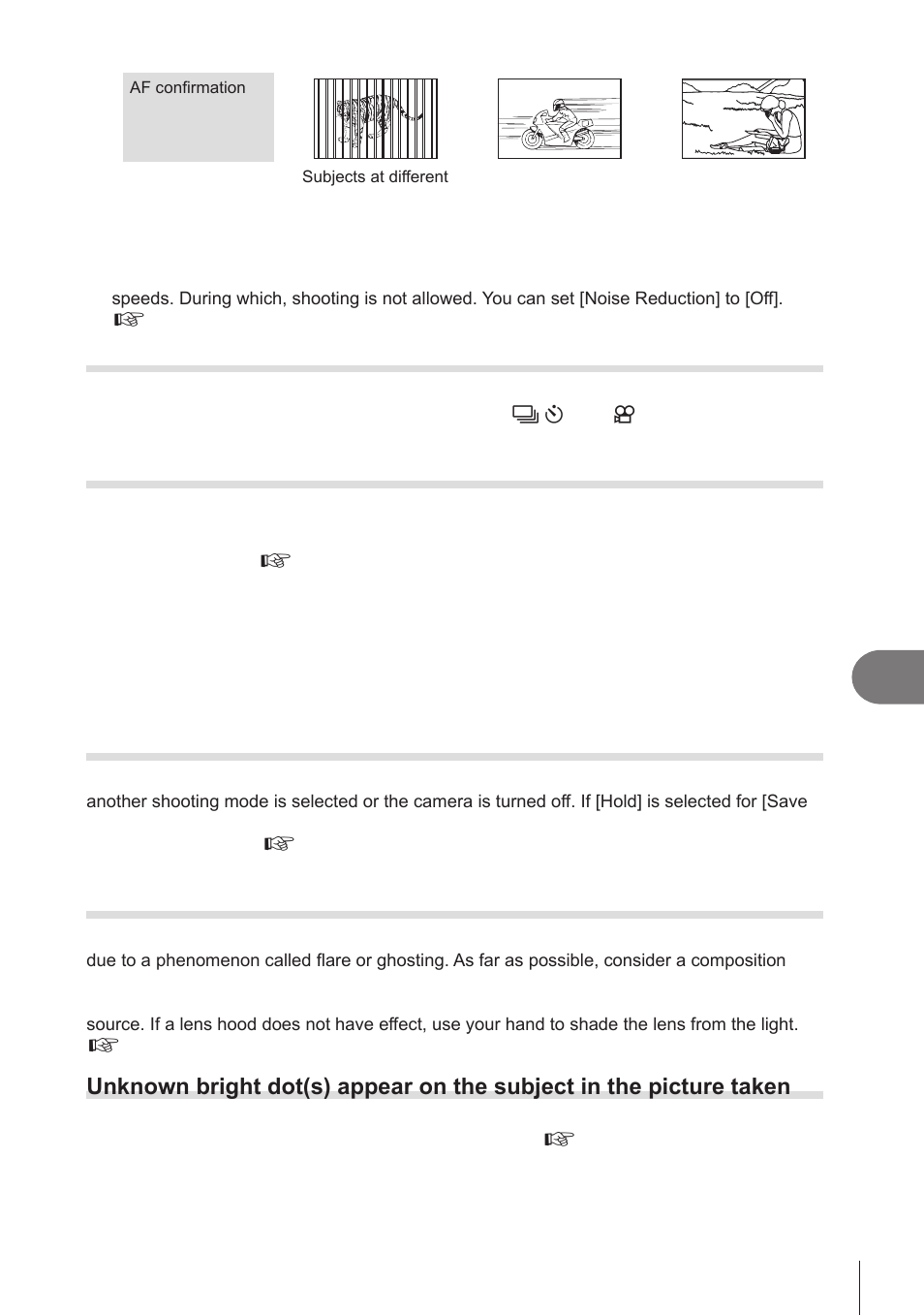 Information, The number of af targets is reduced, The date and time has not been set | Image taken appears whitish | OM SYSTEM OM-1 Mirrorless Camera User Manual | Page 307 / 342