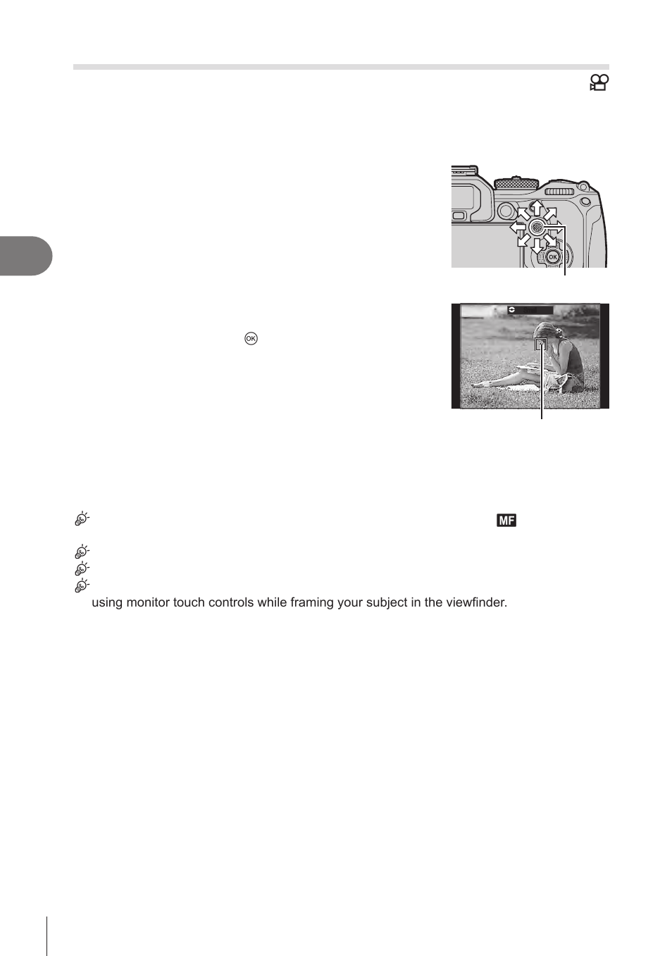 Choosing a focus target (af target point), P. 76, 218, 76) of the | P. 76, Pa s m b, Shooting settings | OM SYSTEM OM-1 Mirrorless Camera User Manual | Page 76 / 342