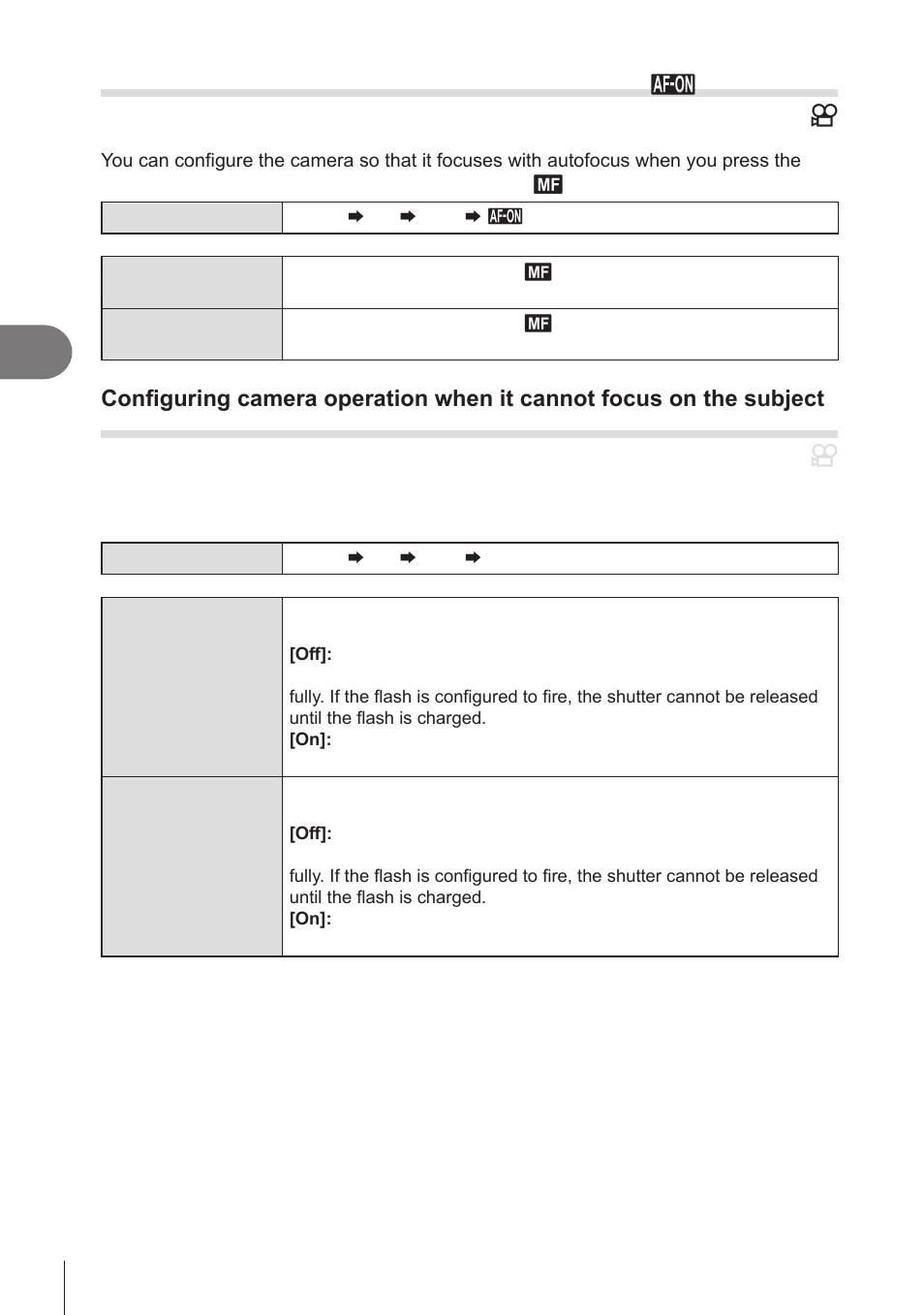 Using autofocus in manual focus mode, In mf mode), Configuring camera operation | Pa s m b, Shooting settings | OM SYSTEM OM-1 Mirrorless Camera User Manual | Page 84 / 342