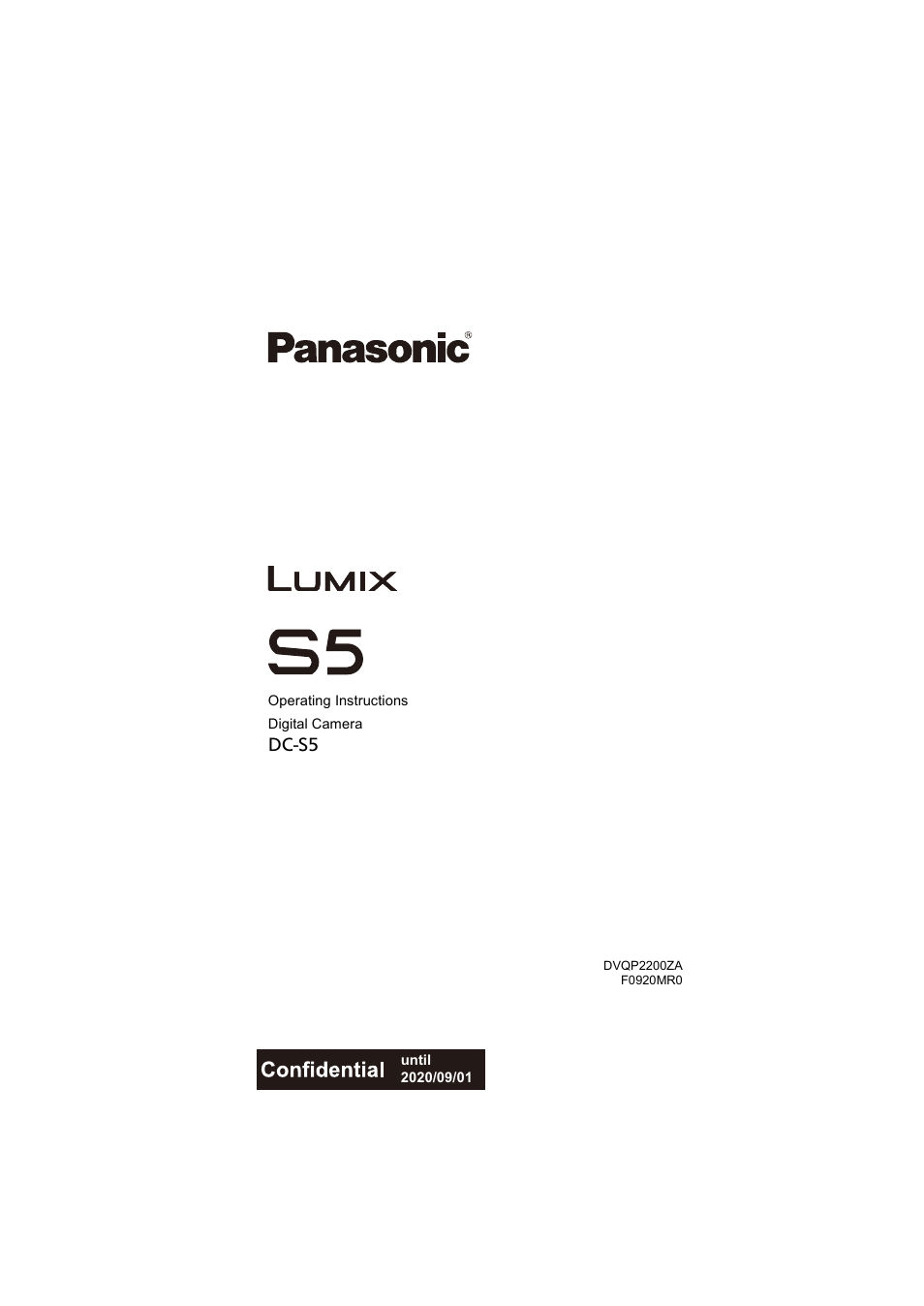 Panasonic Lumix S5 Mirrorless Camera User Manual | 570 pages