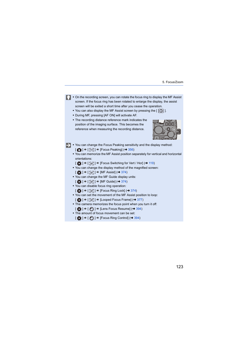 Reference mark) | Panasonic Lumix S5 Mirrorless Camera User Manual | Page 123 / 570