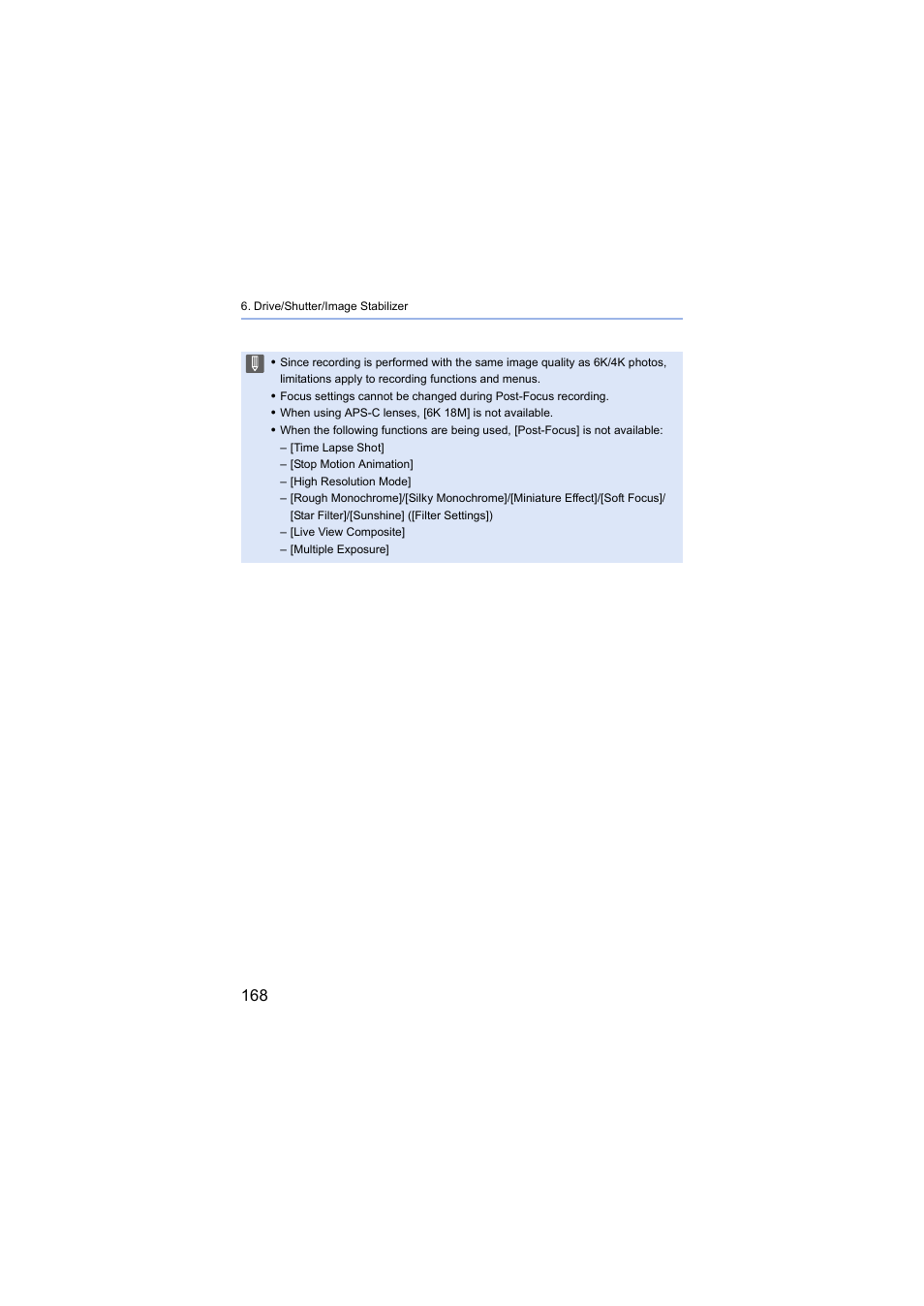 Panasonic Lumix S5 Mirrorless Camera User Manual | Page 168 / 570