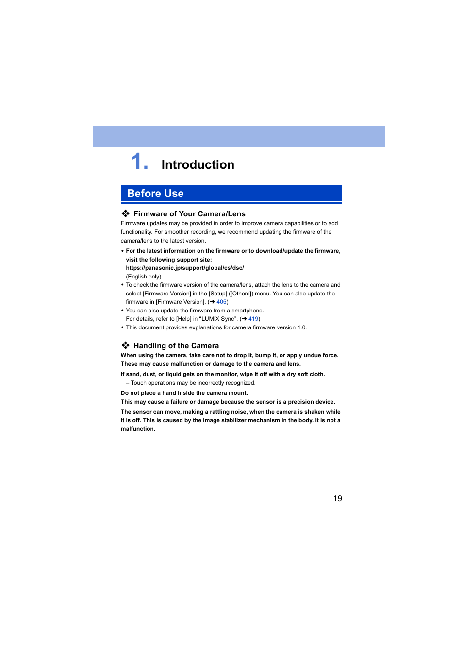 Introduction, Before use | Panasonic Lumix S5 Mirrorless Camera User Manual | Page 19 / 570