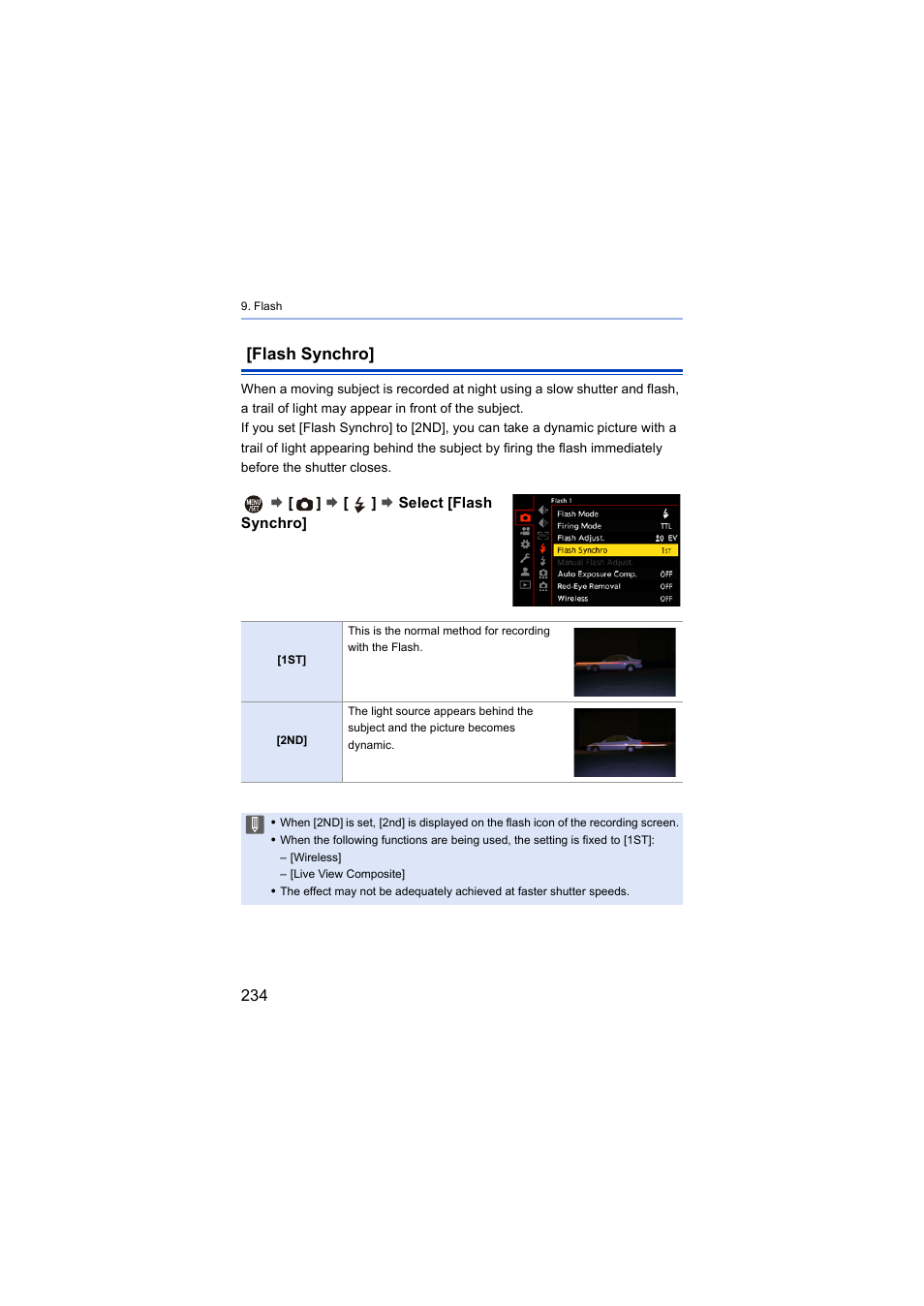 Flash synchro | Panasonic Lumix S5 Mirrorless Camera User Manual | Page 234 / 570