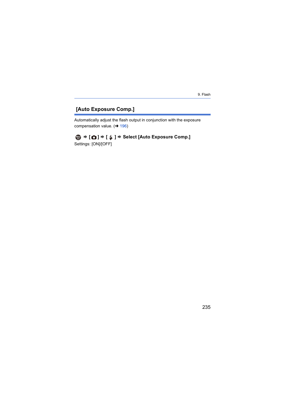 Auto exposure comp | Panasonic Lumix S5 Mirrorless Camera User Manual | Page 235 / 570