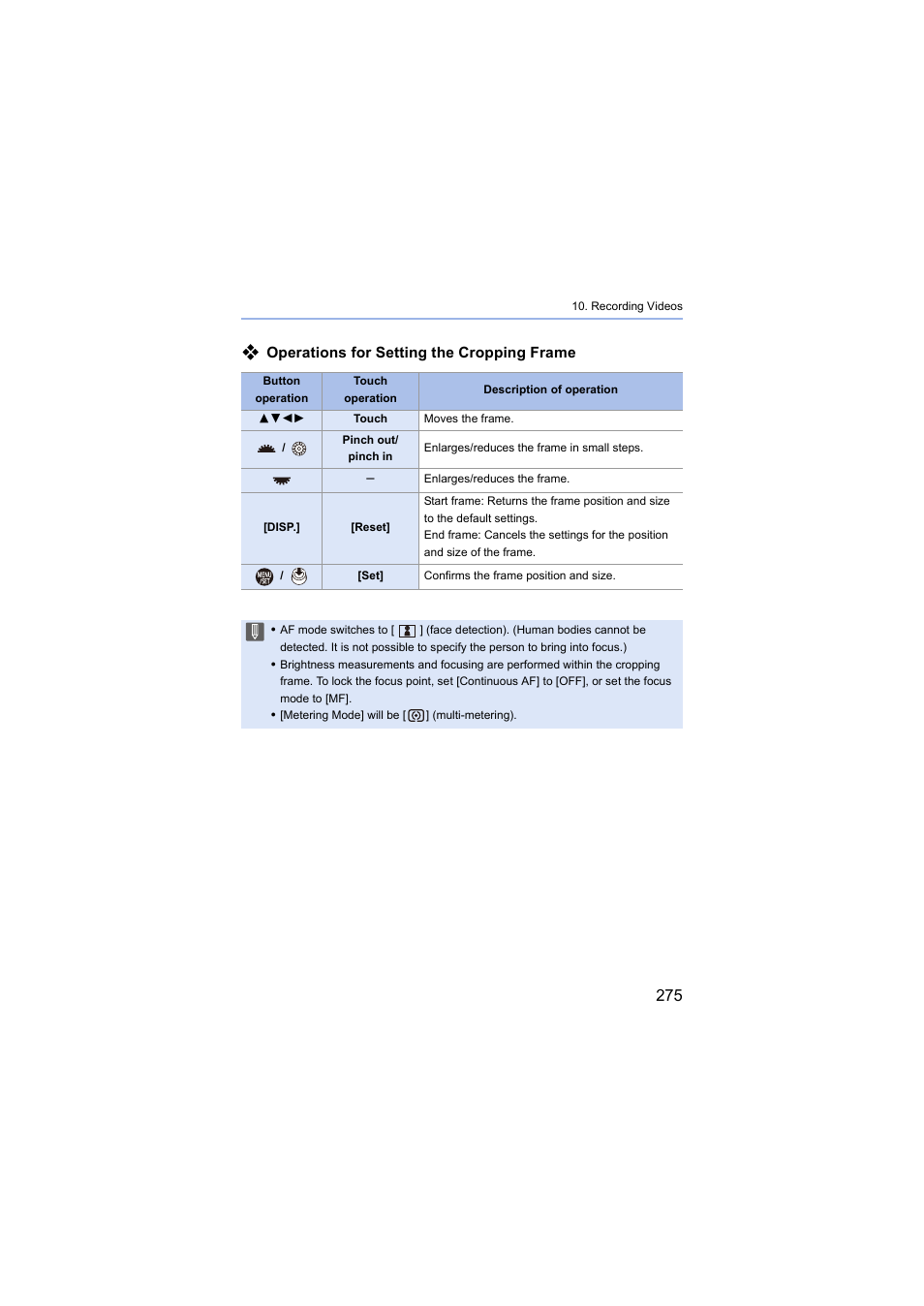 Operations for setting the cropping frame | Panasonic Lumix S5 Mirrorless Camera User Manual | Page 275 / 570