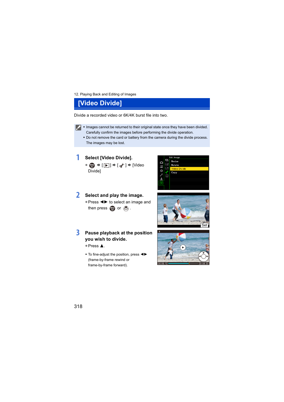 Video divide | Panasonic Lumix S5 Mirrorless Camera User Manual | Page 318 / 570