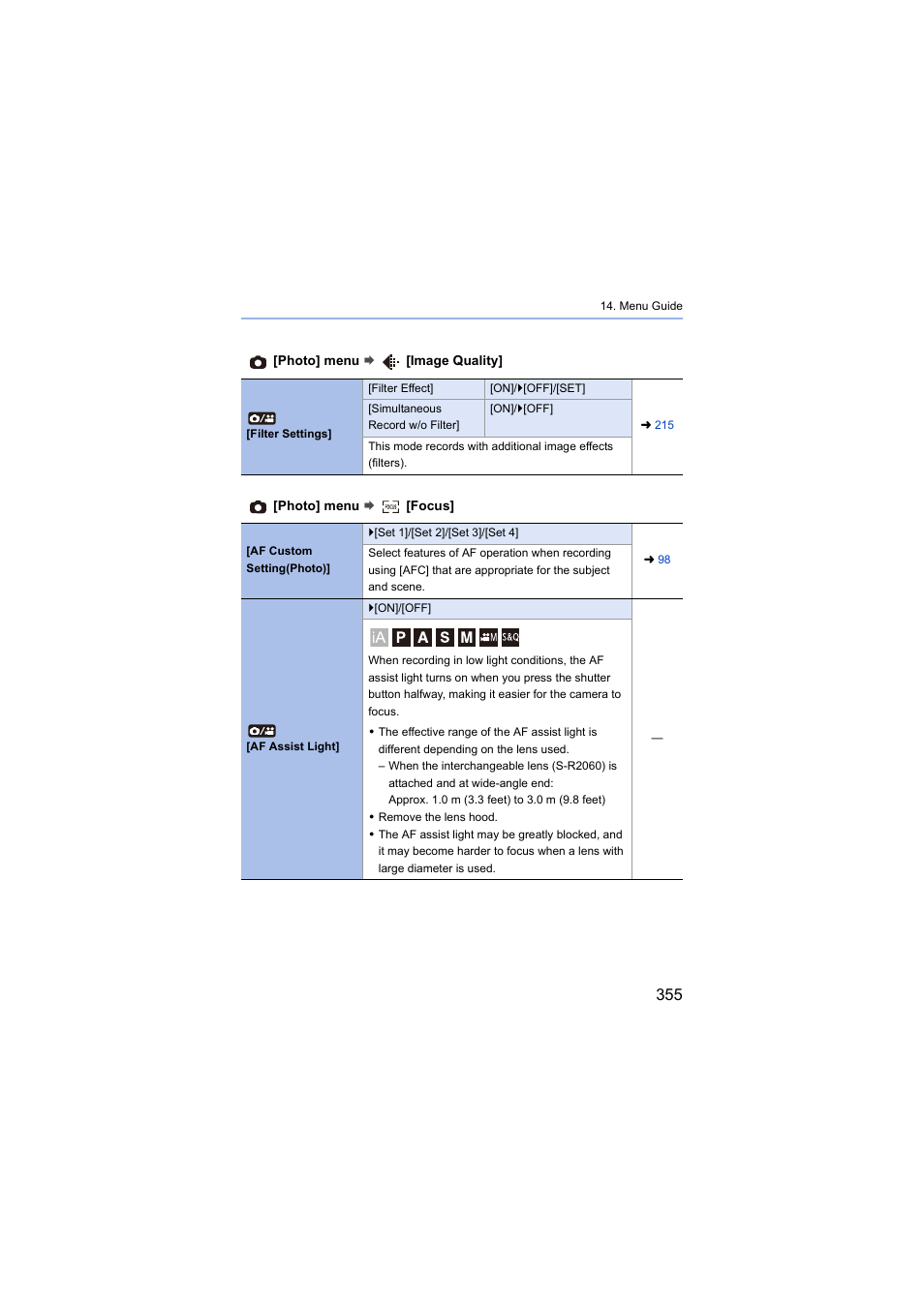 Af assist light | Panasonic Lumix S5 Mirrorless Camera User Manual | Page 355 / 570