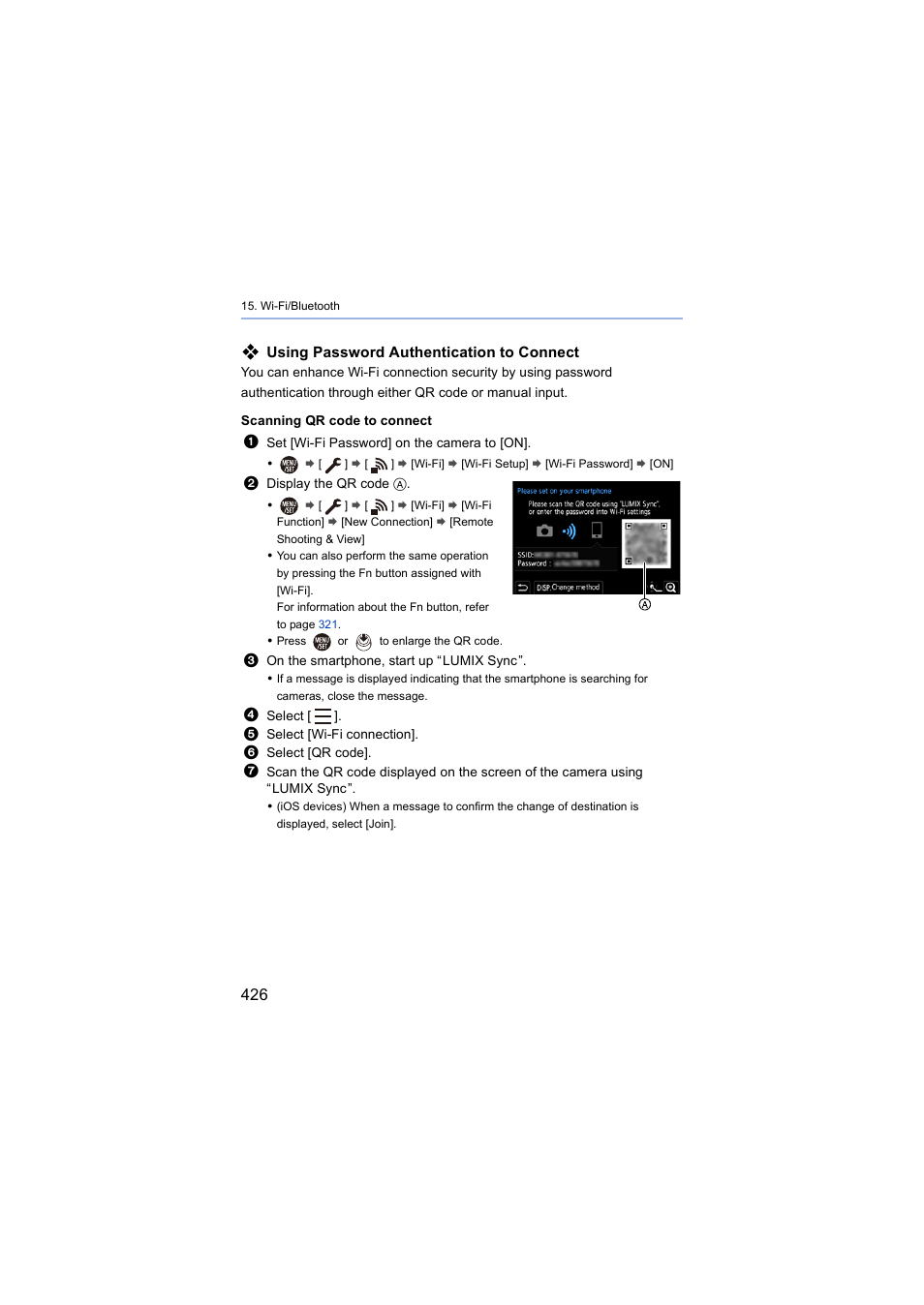 Using password authentication to connect | Panasonic Lumix S5 Mirrorless Camera User Manual | Page 426 / 570