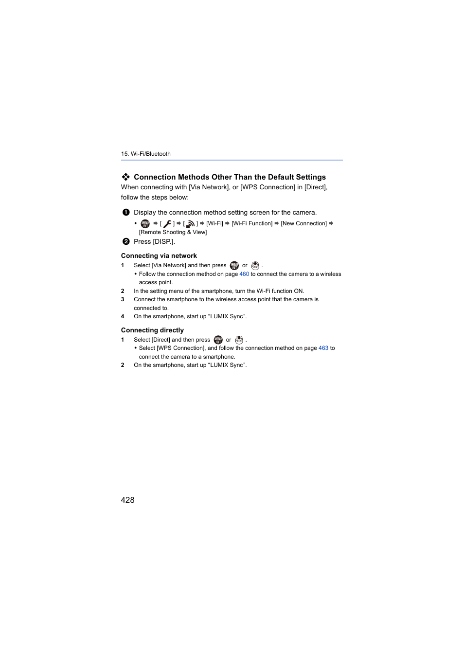 Connection methods other than the default settings | Panasonic Lumix S5 Mirrorless Camera User Manual | Page 428 / 570