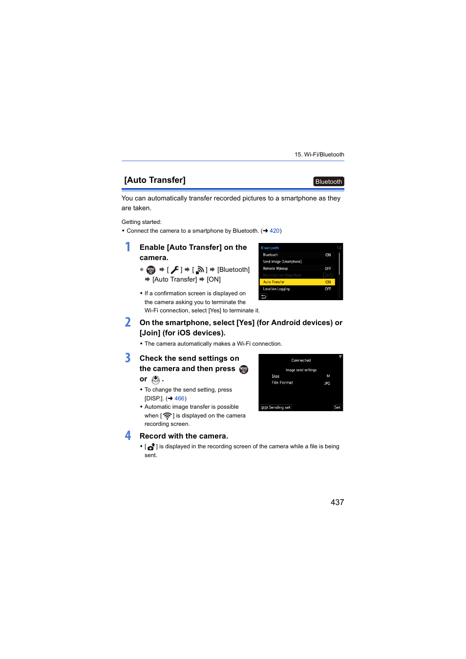Auto transfer, Ransfer, Ransfer]: [off | Panasonic Lumix S5 Mirrorless Camera User Manual | Page 437 / 570