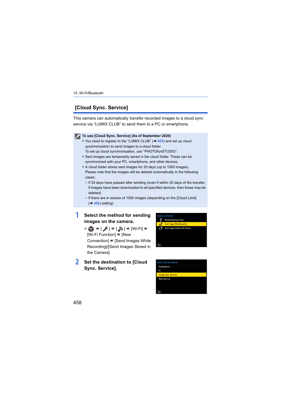 Cloud sync. service, Ervice | Panasonic Lumix S5 Mirrorless Camera User Manual | Page 458 / 570