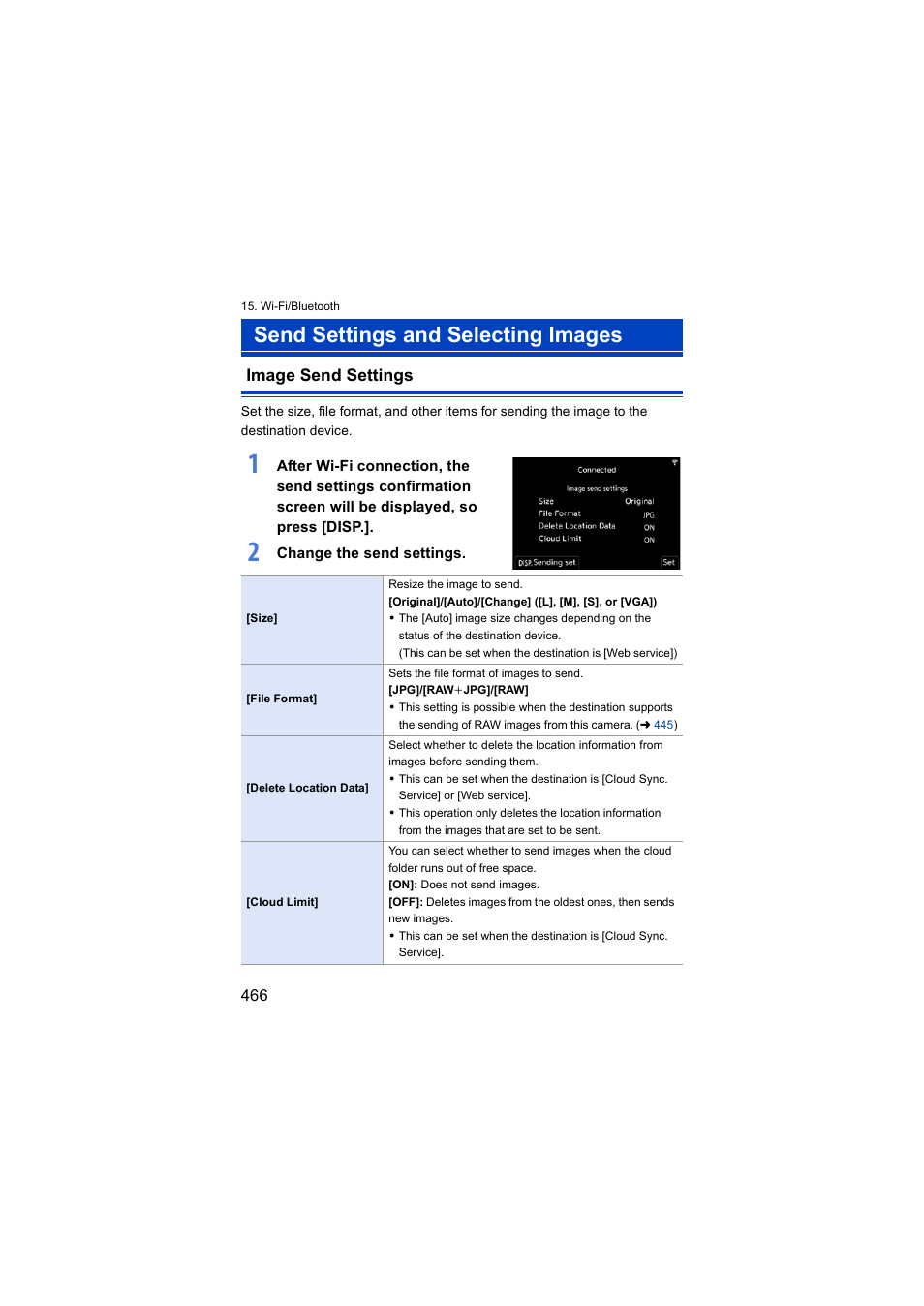 Send settings and selecting images, Image send settings, Ettings | Corded images, Setting) | Panasonic Lumix S5 Mirrorless Camera User Manual | Page 466 / 570