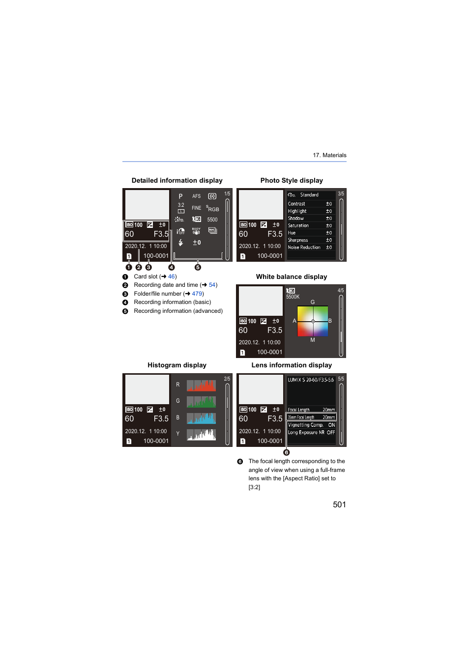 Display information, F3.5 60 | Panasonic Lumix S5 Mirrorless Camera User Manual | Page 501 / 570