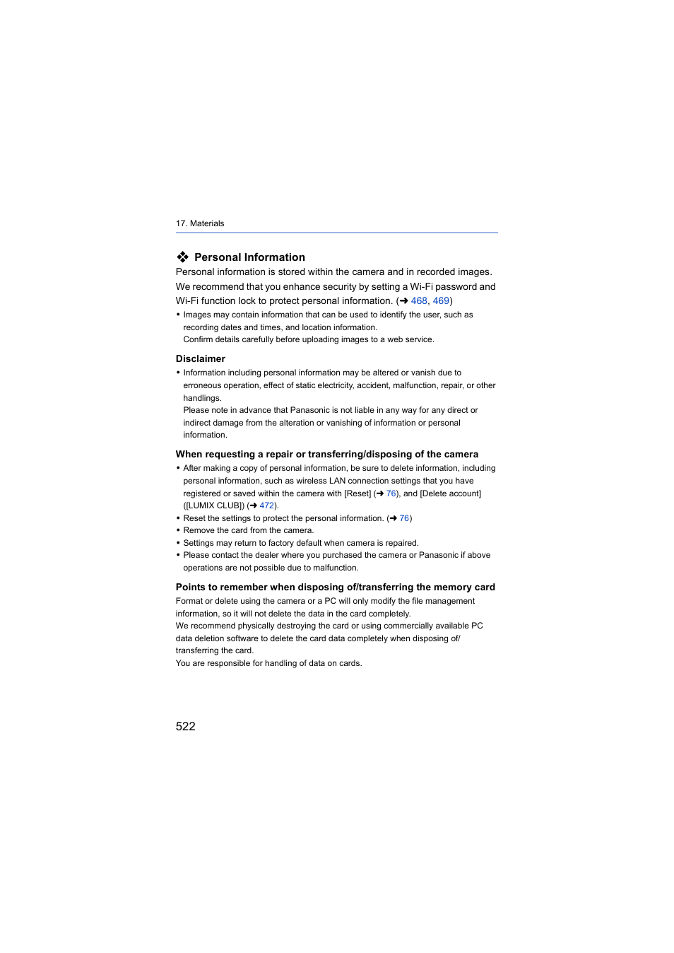 Personal information | Panasonic Lumix S5 Mirrorless Camera User Manual | Page 522 / 570