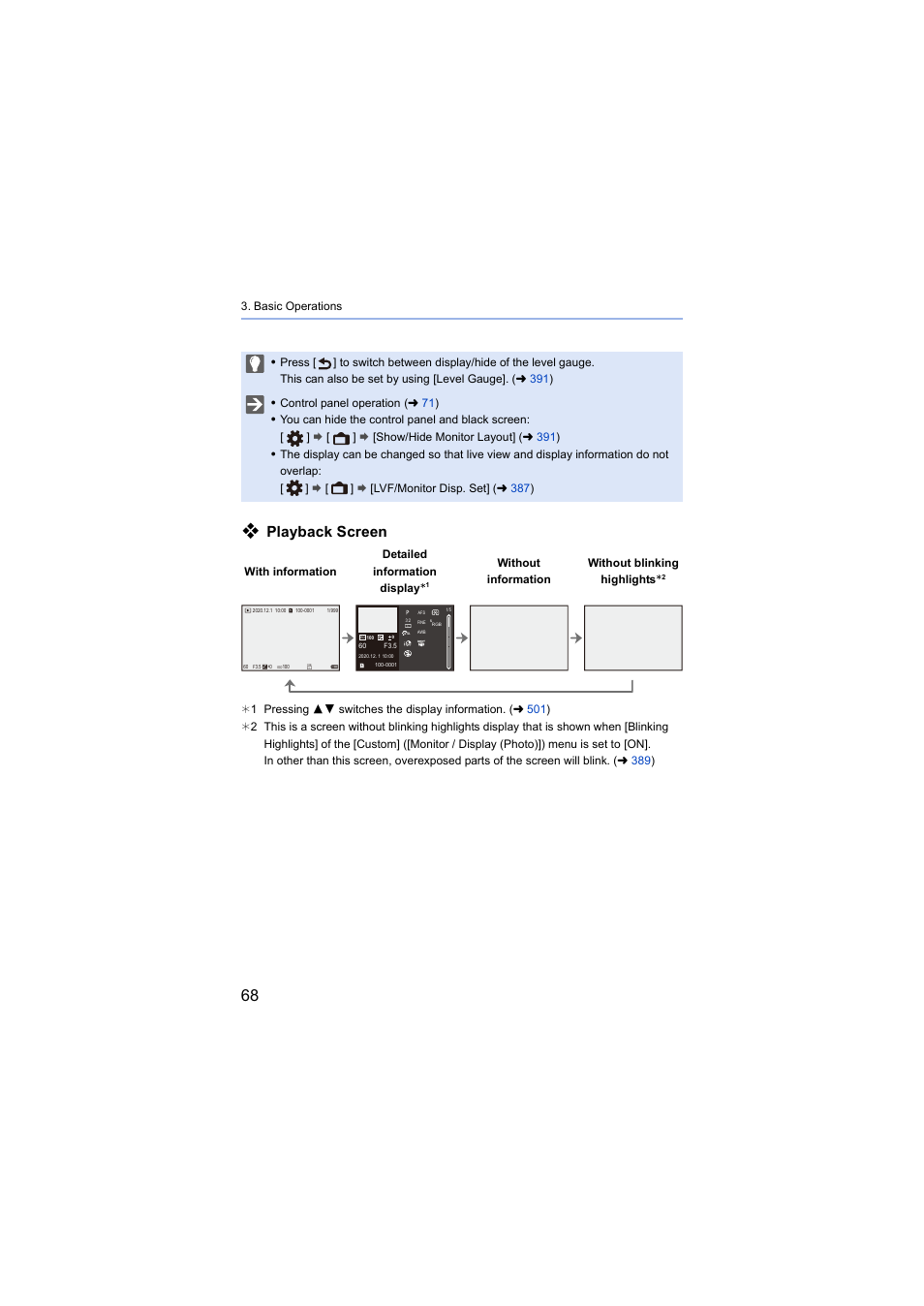 Cancel) button, Playback screen | Panasonic Lumix S5 Mirrorless Camera User Manual | Page 68 / 570