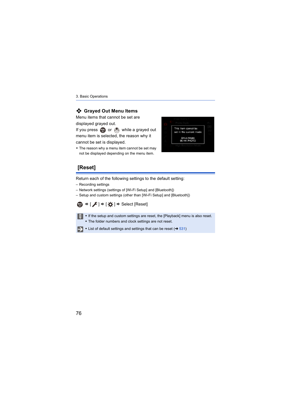 Reset | Panasonic Lumix S5 Mirrorless Camera User Manual | Page 76 / 570