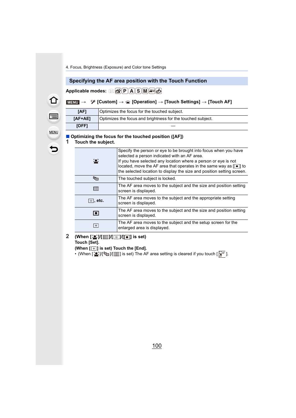 P100 | Panasonic Lumix GH5S Mirrorless Camera User Manual | Page 100 / 372