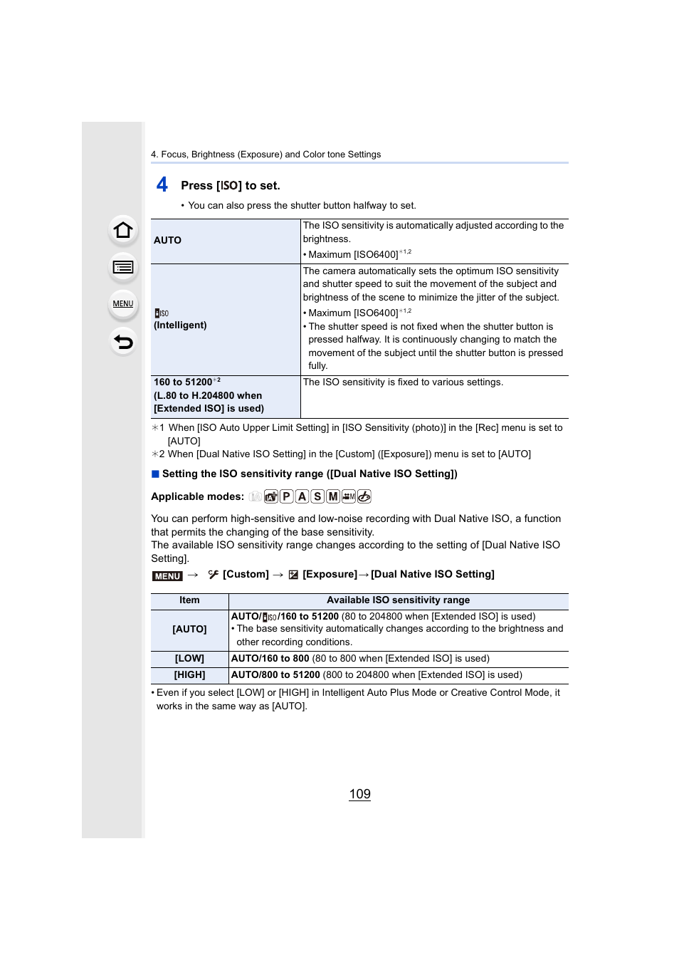 Press [ ] to set | Panasonic Lumix GH5S Mirrorless Camera User Manual | Page 109 / 372