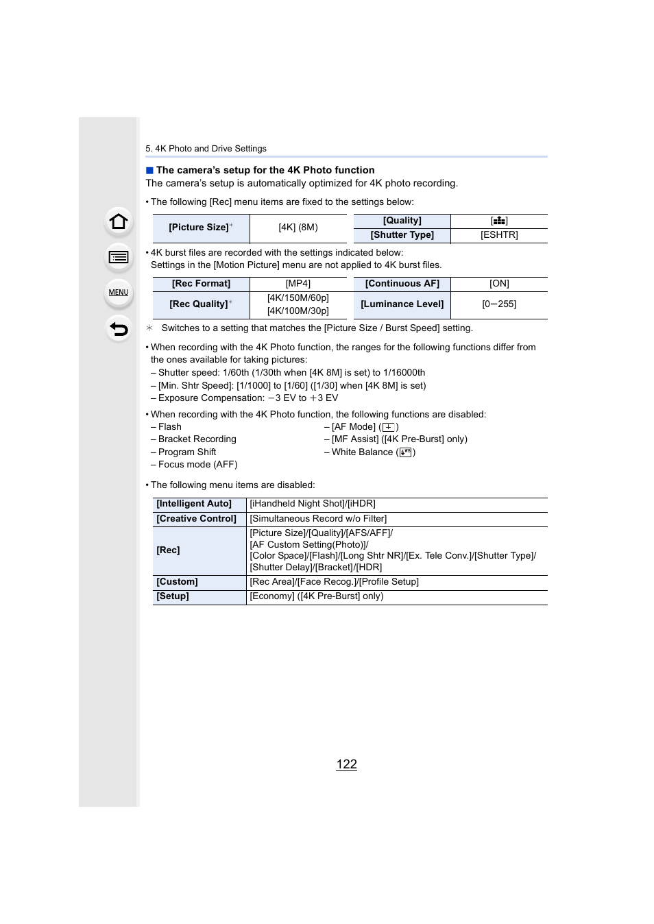 Panasonic Lumix GH5S Mirrorless Camera User Manual | Page 122 / 372