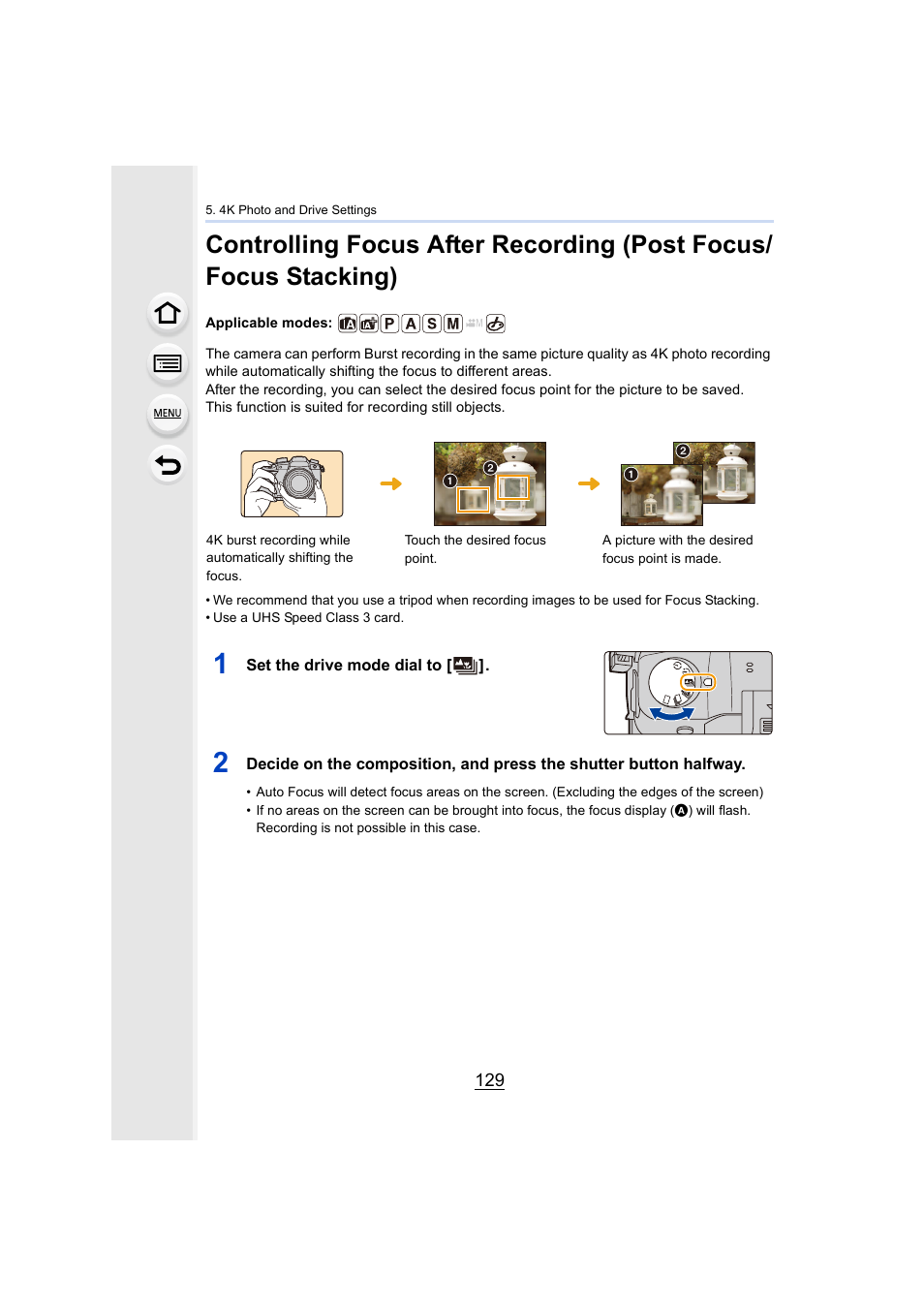 P129, P129) | Panasonic Lumix GH5S Mirrorless Camera User Manual | Page 129 / 372