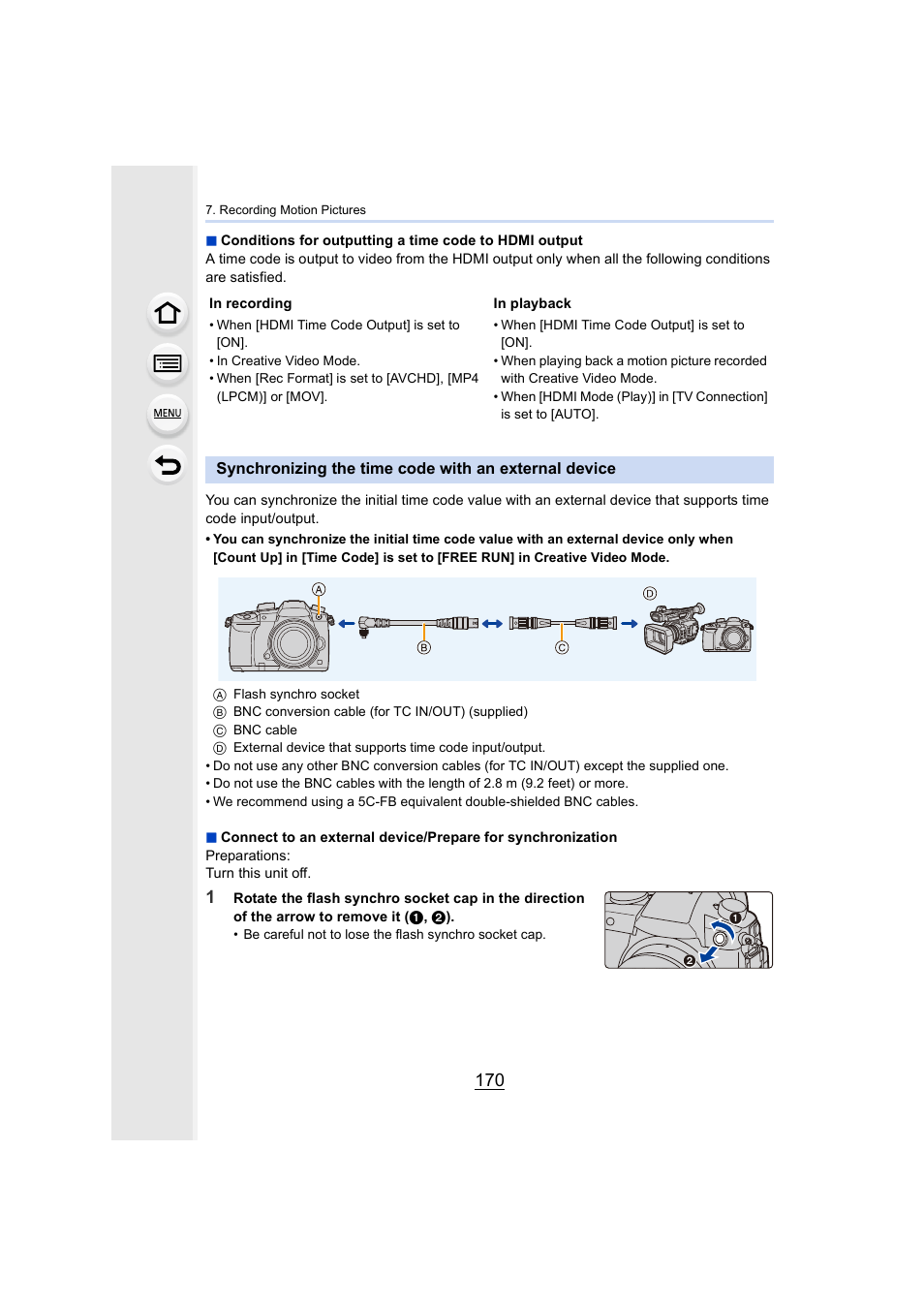 P170, E with an external device, P170) | Panasonic Lumix GH5S Mirrorless Camera User Manual | Page 170 / 372