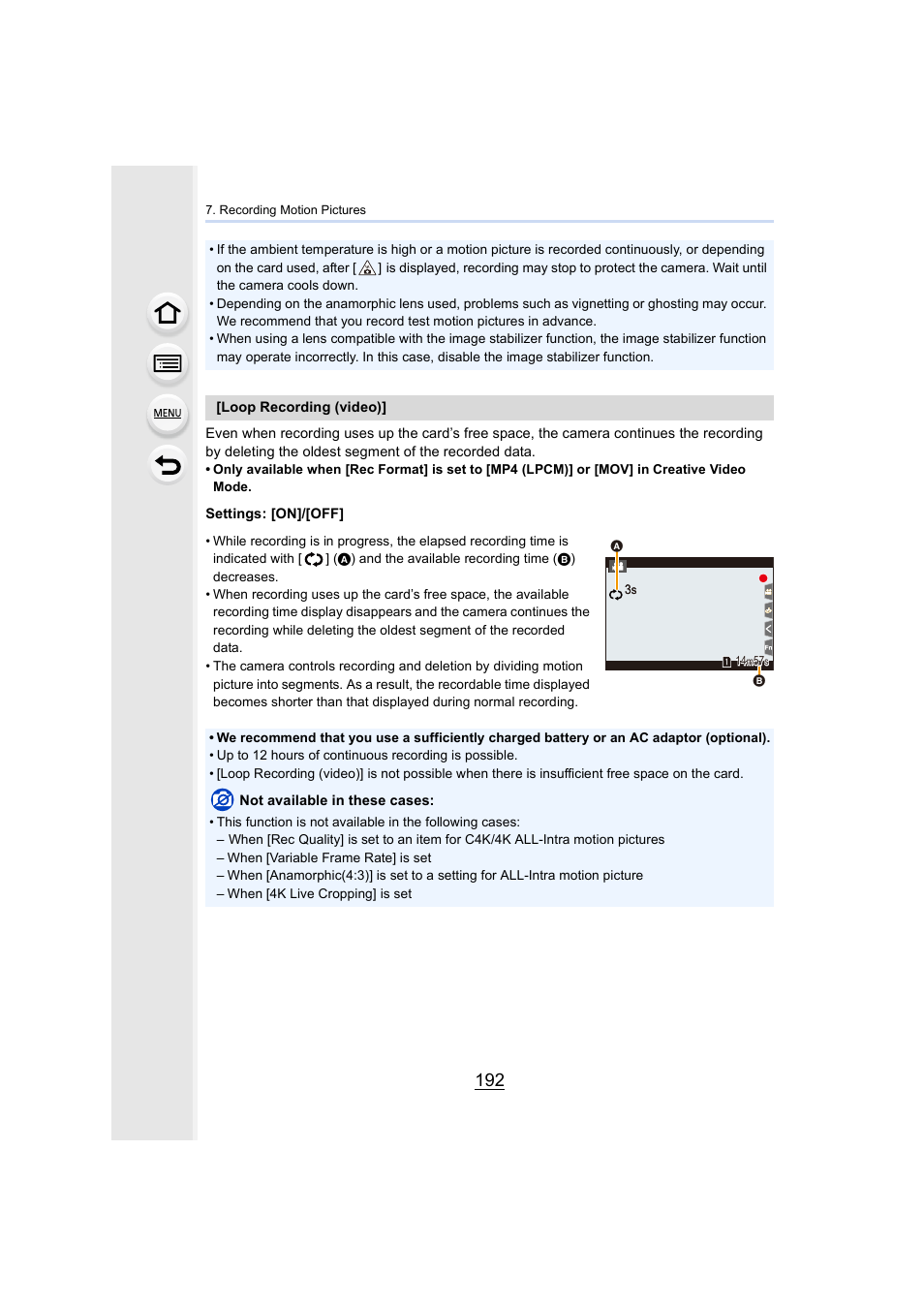 P192 | Panasonic Lumix GH5S Mirrorless Camera User Manual | Page 192 / 372