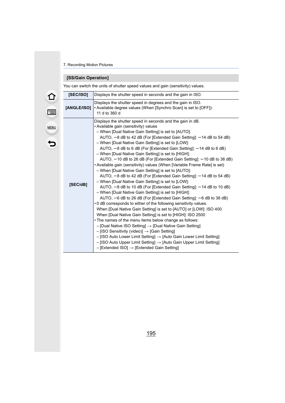 P195 | Panasonic Lumix GH5S Mirrorless Camera User Manual | Page 195 / 372