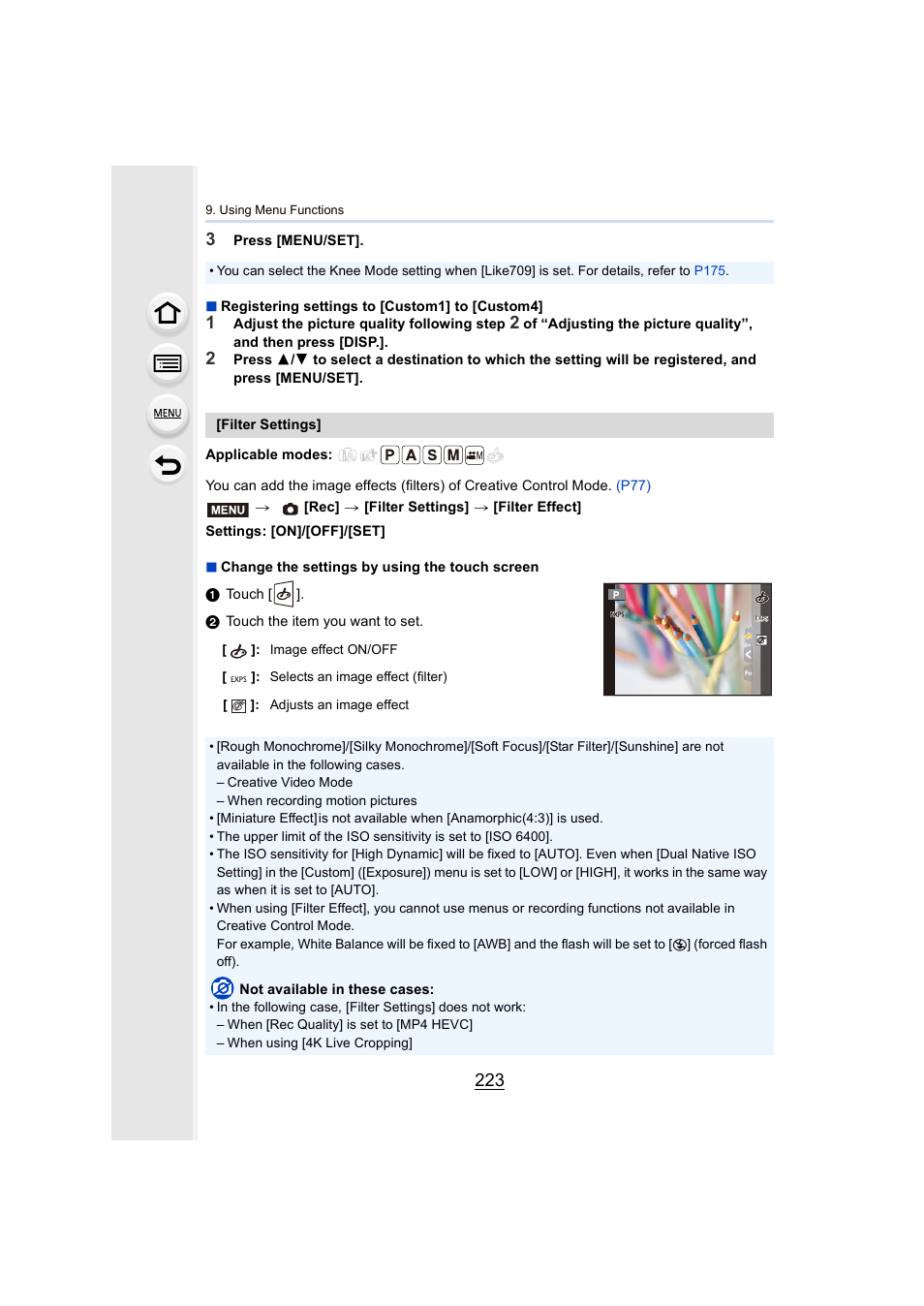 P223, P223) | Panasonic Lumix GH5S Mirrorless Camera User Manual | Page 223 / 372