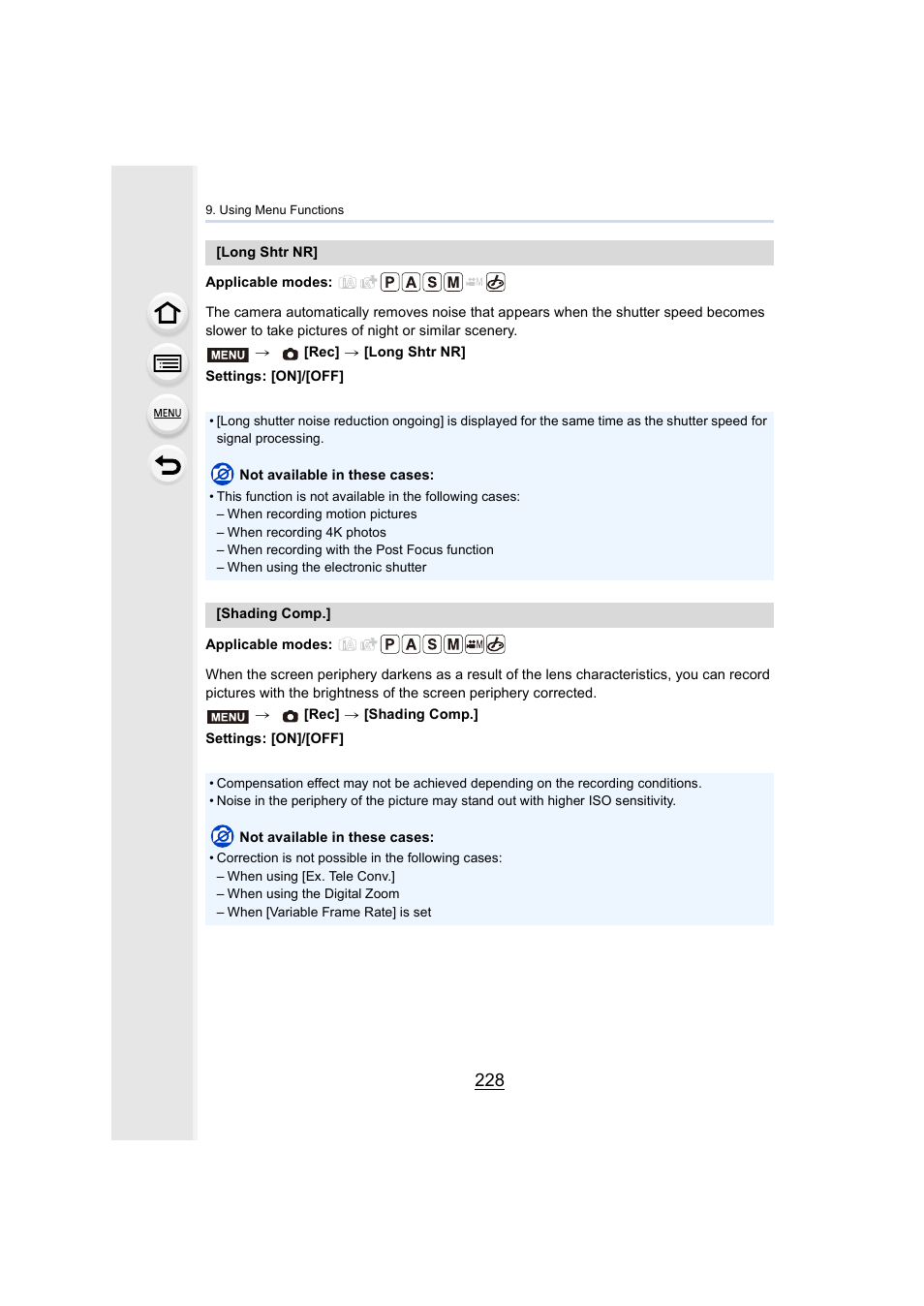 P228, P228) | Panasonic Lumix GH5S Mirrorless Camera User Manual | Page 228 / 372