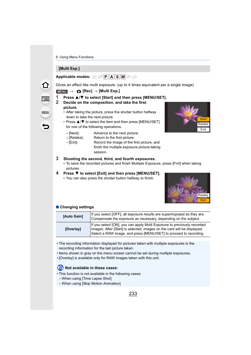 P233, P233) | Panasonic Lumix GH5S Mirrorless Camera User Manual | Page 233 / 372