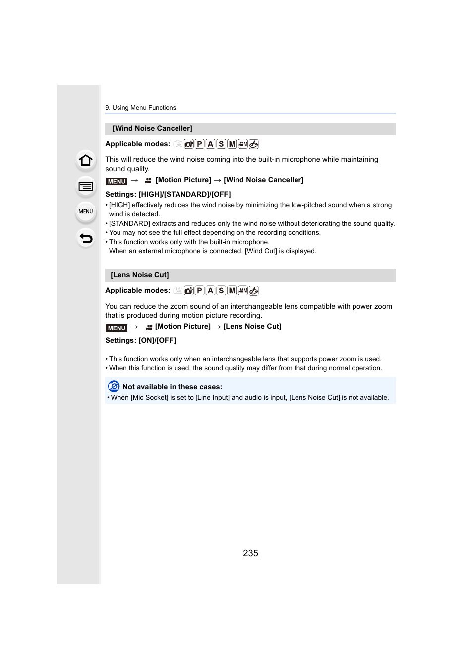 P235, P235) | Panasonic Lumix GH5S Mirrorless Camera User Manual | Page 235 / 372